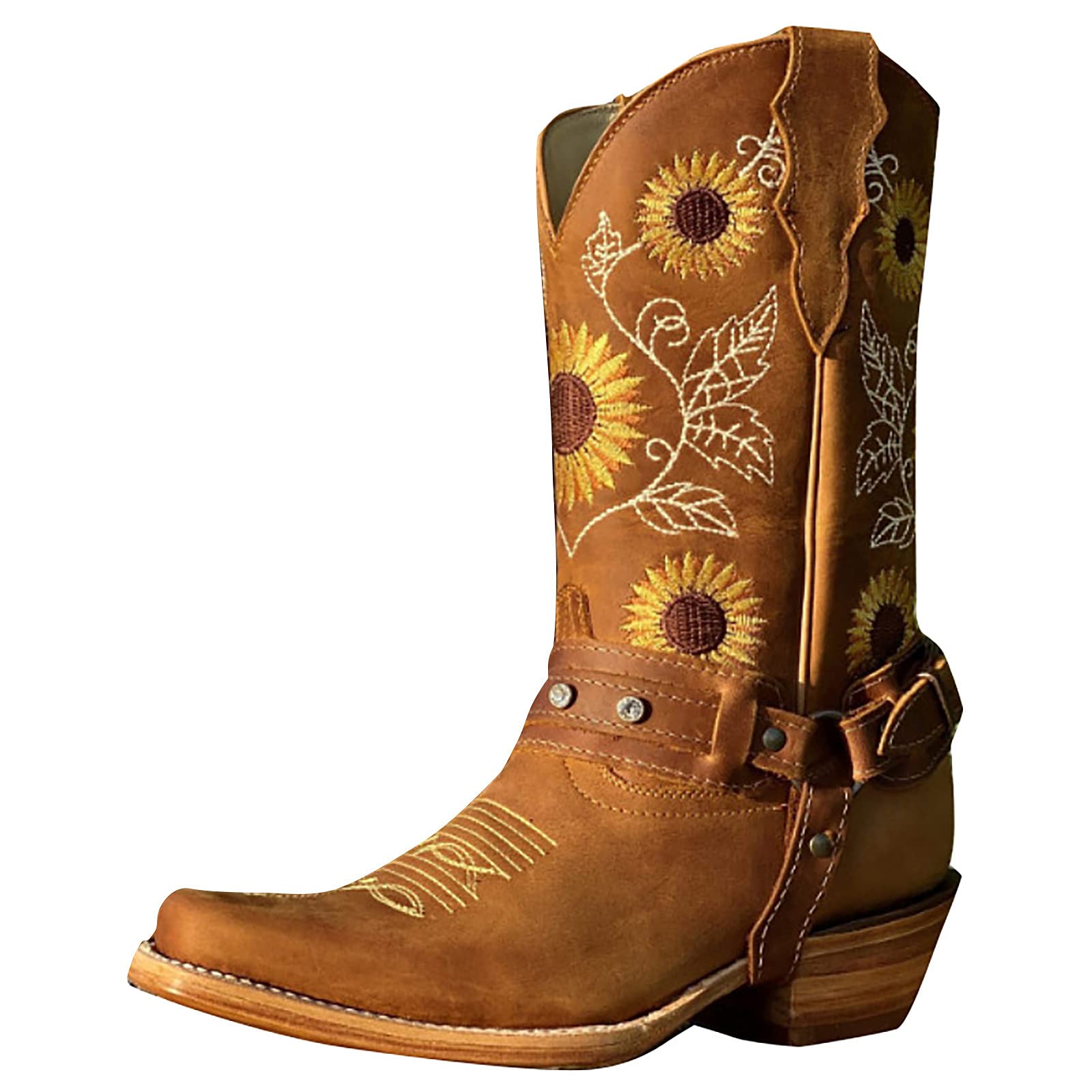 Women's Cowgirl Boots - Classic Pointed Toe, Chunky Heel Mid Calf Western Boots | Fall Fashion 2023 | Perfect for Country Dancing, Rodeos & Casual Wear