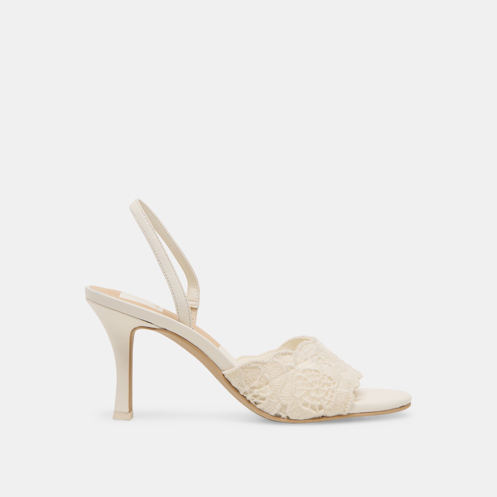 LARRA Women's White Crochet Heels - Elegant Summer Sandals for Weddings, Parties & Beach Outfits