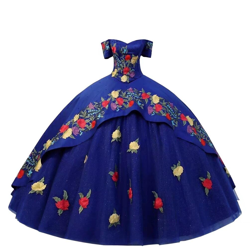 Yellow & Red Embroidered Off-Shoulder Quinceañera Dress - Mexican Charro Style Sweet 15 Party Gown 2025 | Perfect for Quinceañeras, Birthday Celebrations & Special Occasions