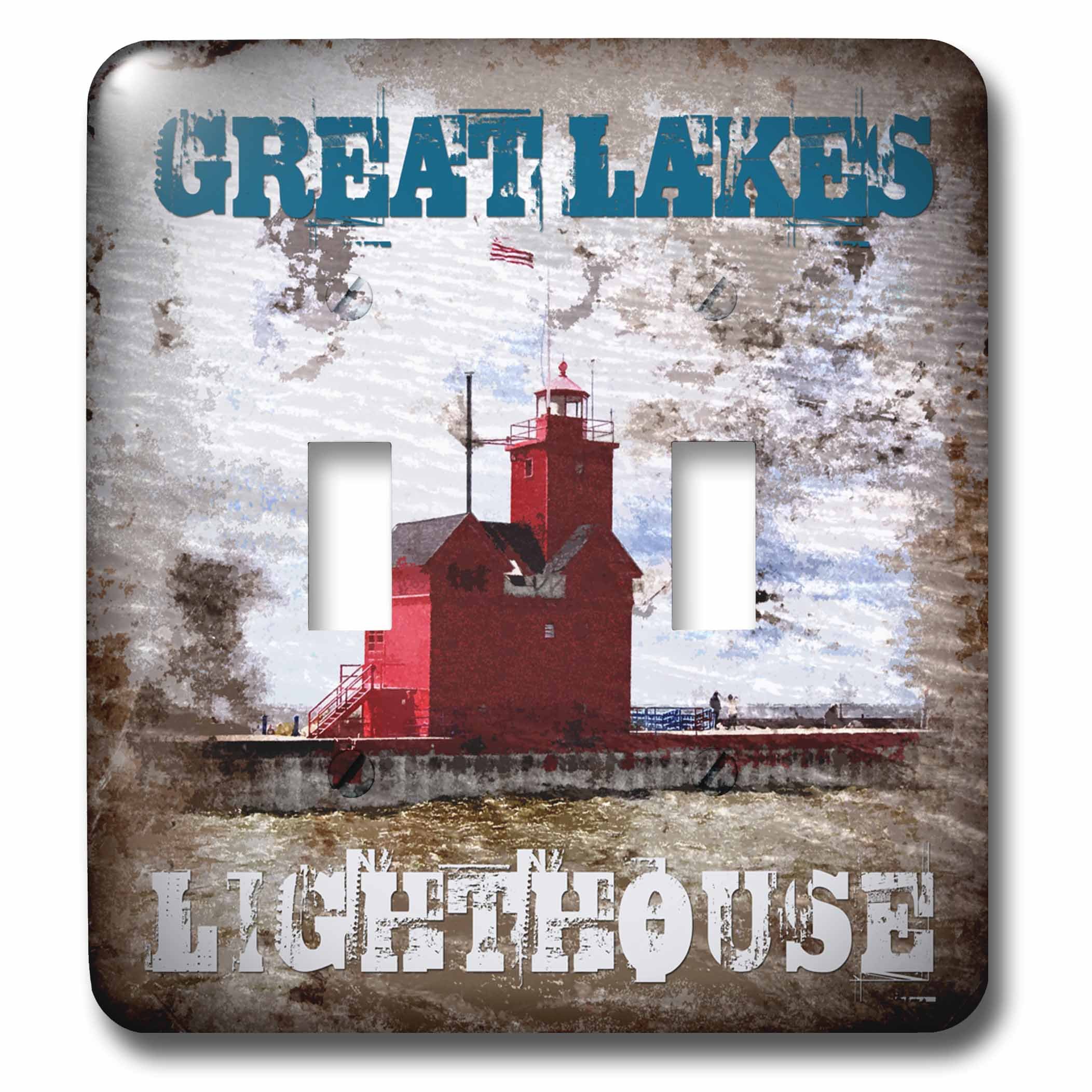 3D Rose Lakes Grunge Photograph Collage Toggle Switch - Lighthouse Design for Home Decor, DIY Projects & Wall Art | Perfect for Light Switches, Cabinets & Electrical Panels