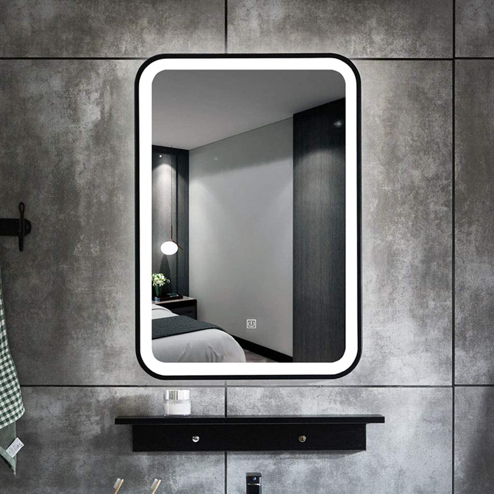 ZRXRY 24x32 Inch Wall Mounted LED Vanity Mirror with Touch Lights - Horizontal/Vertical Mounting, White Light, Metal Frame - Perfect for Bathroom Makeup & Shaving