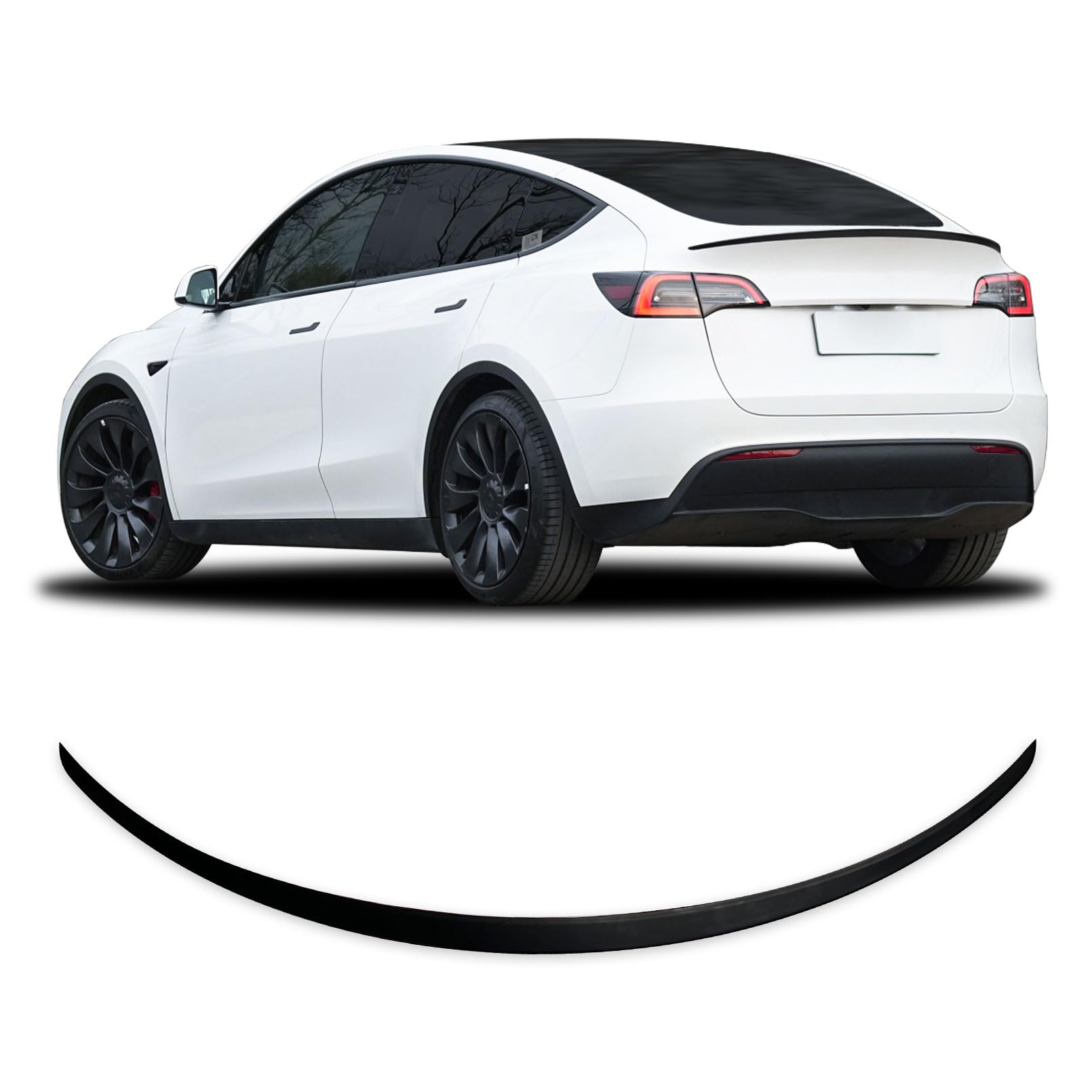 Tesla Model Y Rear Spoiler Wing - Matte Black Trunk Lip for 2020-2024 Models | Sporty Car Accessories for Enhanced Aerodynamics & Stylish Look | Perfect for Road Trips & Car Shows