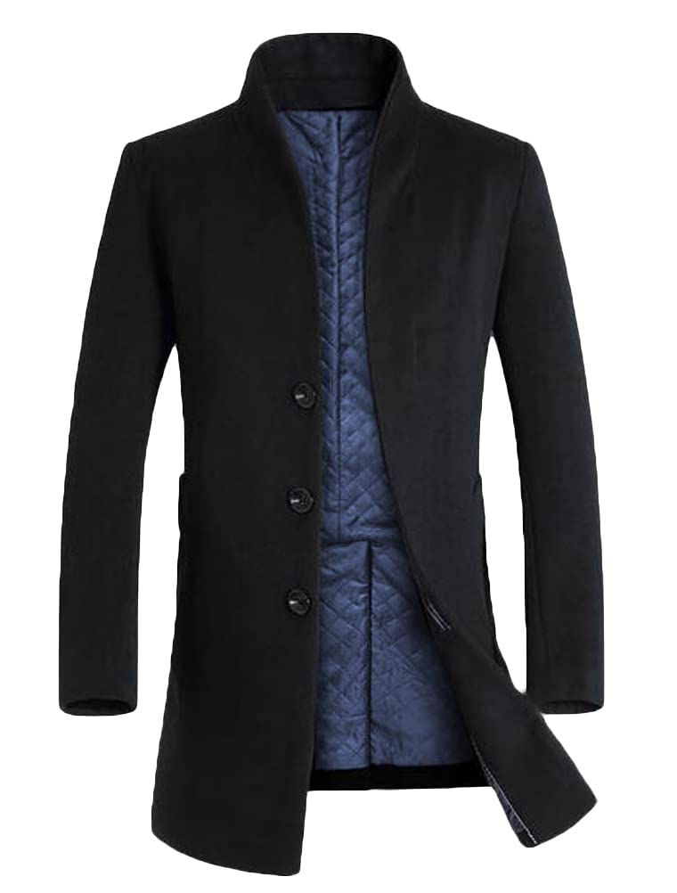 Lavnis Men's Slim Fit Long Wool Blend Trench Coat - Winter Warm Down Overcoat for Business, Office & Formal Occasions