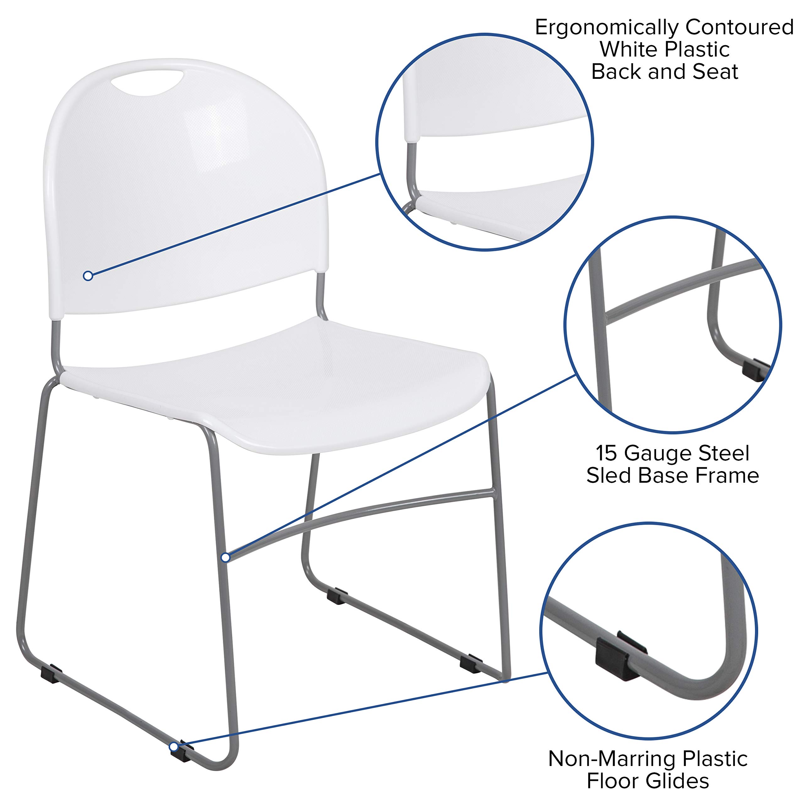 EMMA + OLIVER White Ultra-Compact Stackable School Chair - Office Guest Chair, Student Chair for Classroom, Dorm, and Home Study