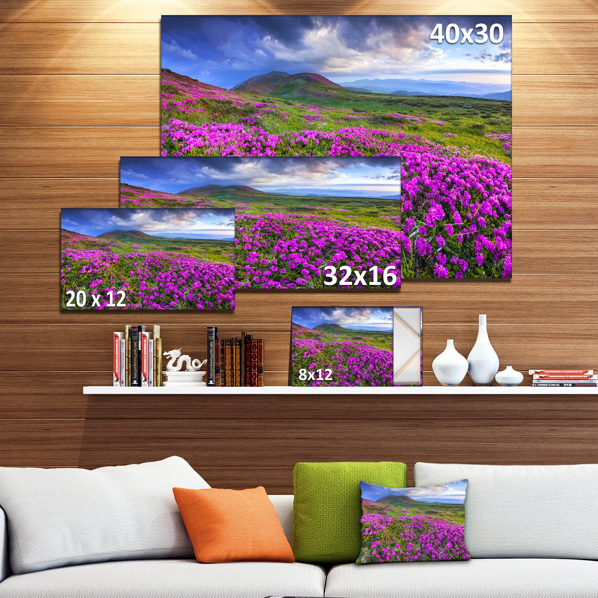Rhododendron Flowers in Mountain Landscape - Stunning Nature Photography Canvas Print for Home & Office Wall Decor