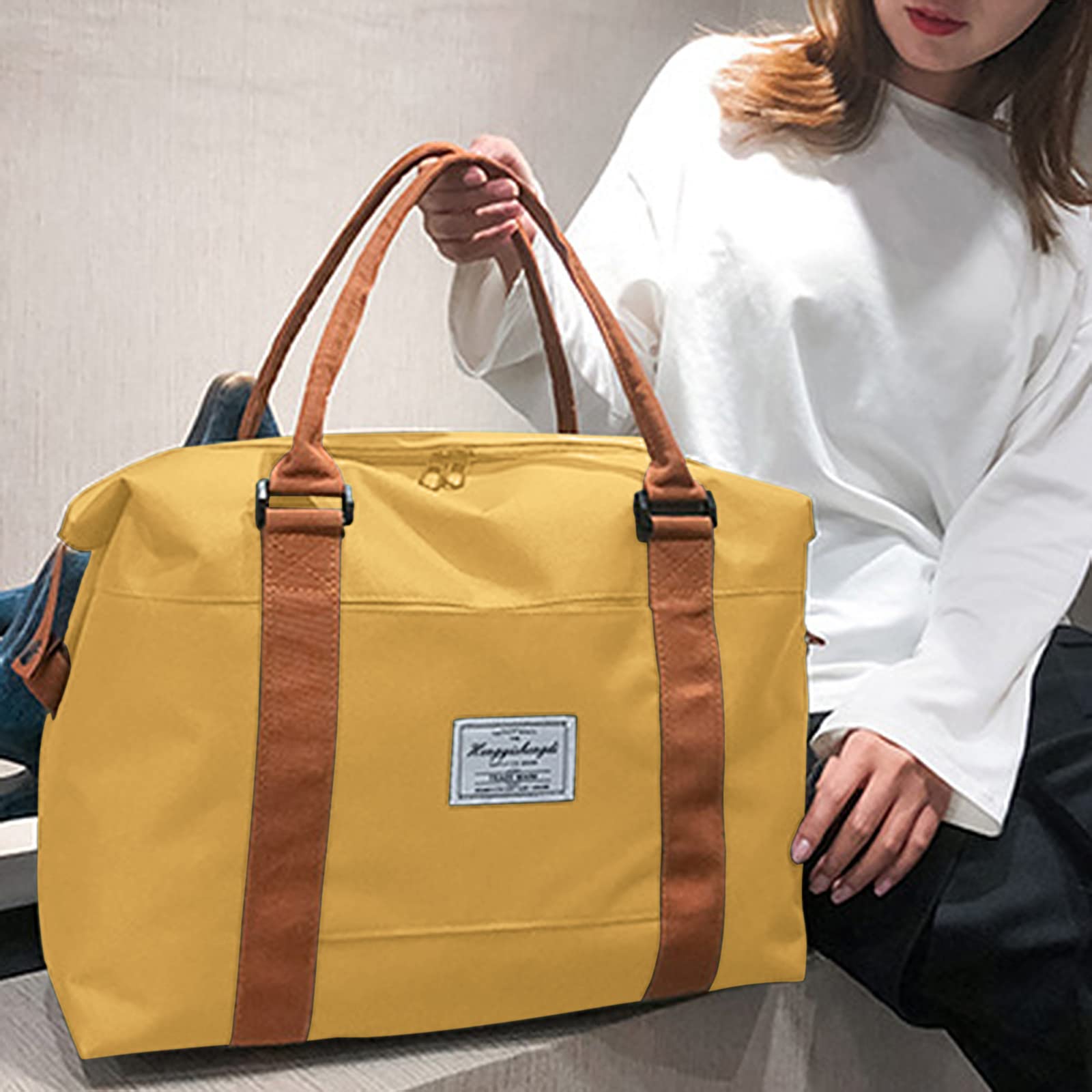 **Large Travel Tote Bag - Expandable Gym & Duffle Bag for Sports, Weekend & Overnight Trips - Lightweight High-Capacity Carryall for Men & Women - Perfect for Gym, Travel, Camping & Beach**