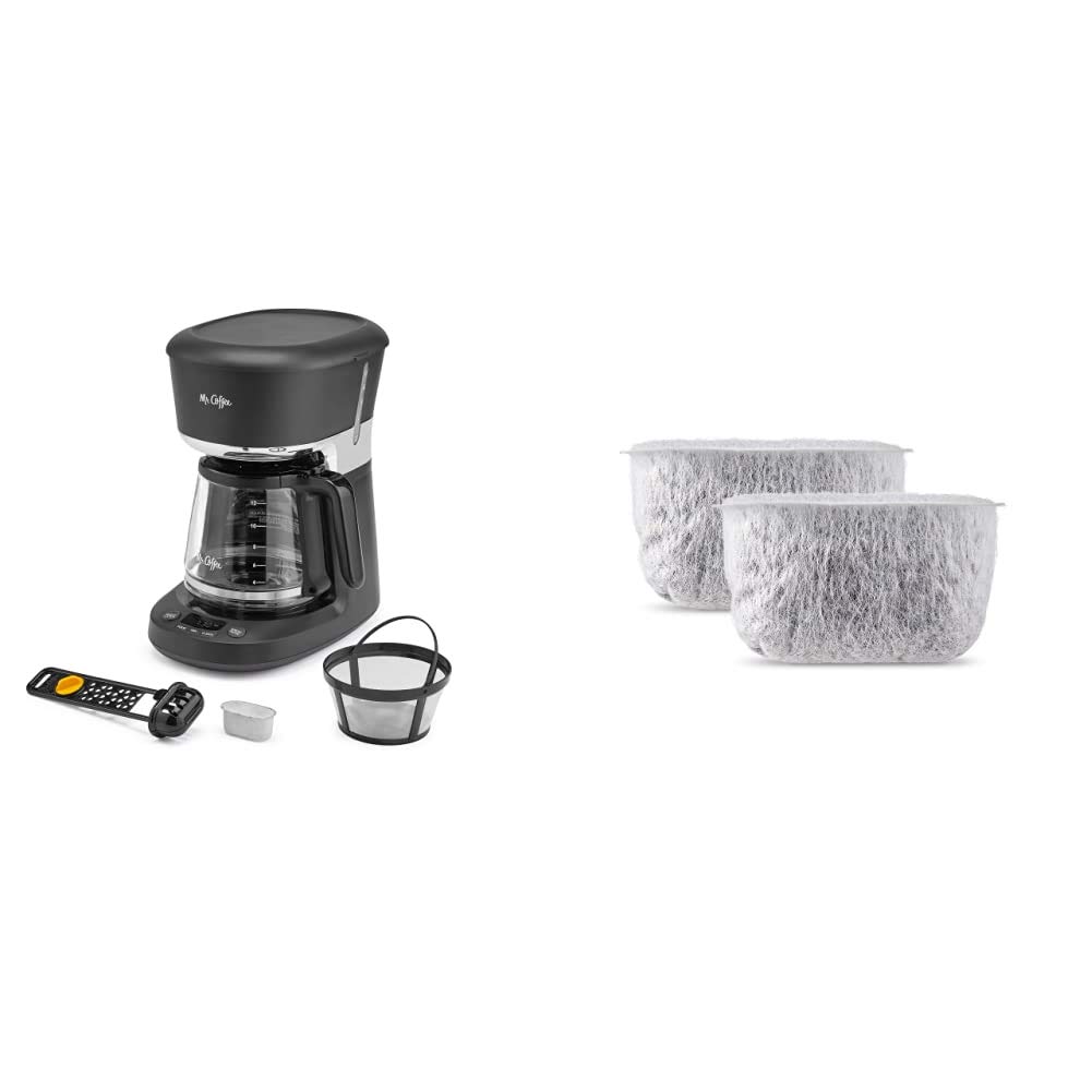 Mr. Coffee 12 Cup Programmable Coffee Maker with Advanced Water Filtration System, Permanent Mesh Filter & Dishwasher Safe Carafe - Includes 2 Pack Replacement Water Filter Cartridges (60-Day Supply) - Perfect for Home, Office or Dorm Use