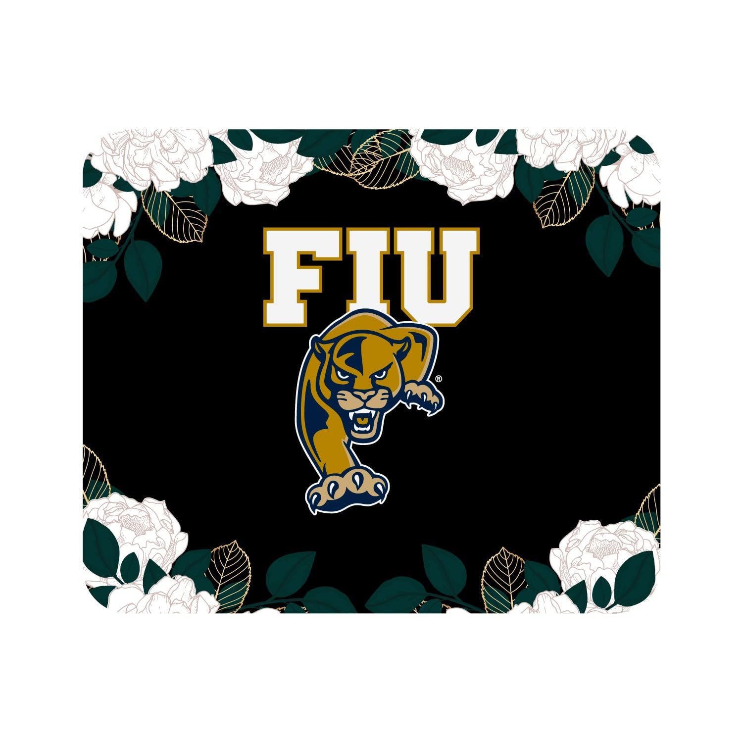 Florida International University Mouse Pad - Non-Slip Fabric Gaming Mouse Mat with Floral White Design for Office, Home & Gaming Setups