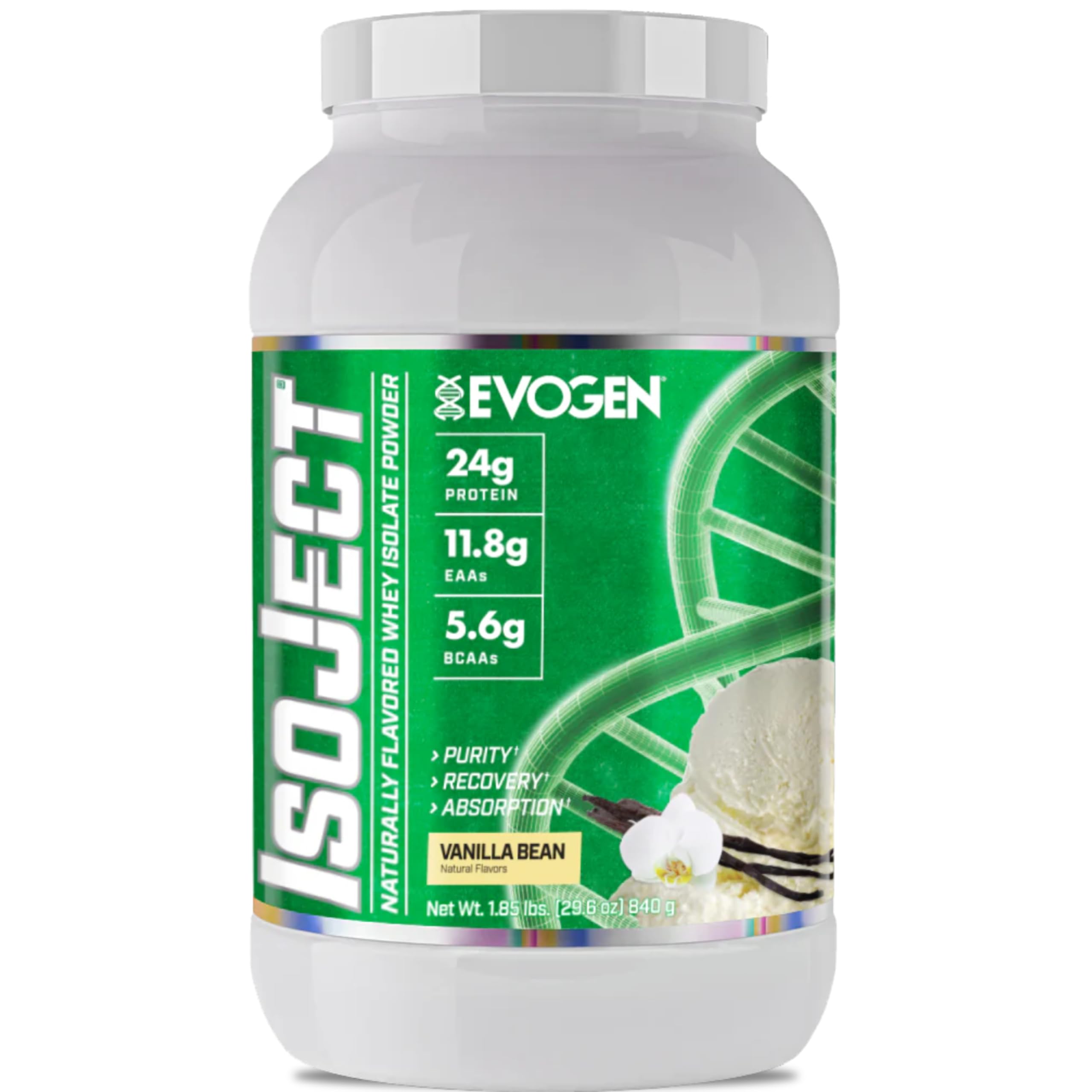 Evogen Isoject Naturals - Premium Whey Protein Isolate Powder | Naturally Flavored, Ultra-Pure Whey with Ignitor™ Enzymes, BCAAs & EAAs | Enhanced Muscle Recovery & Absorption | Vanilla Bean Flavor | 28 Servings | Ideal for Post-Workout, Muscle Building & Fitness Enthusiasts