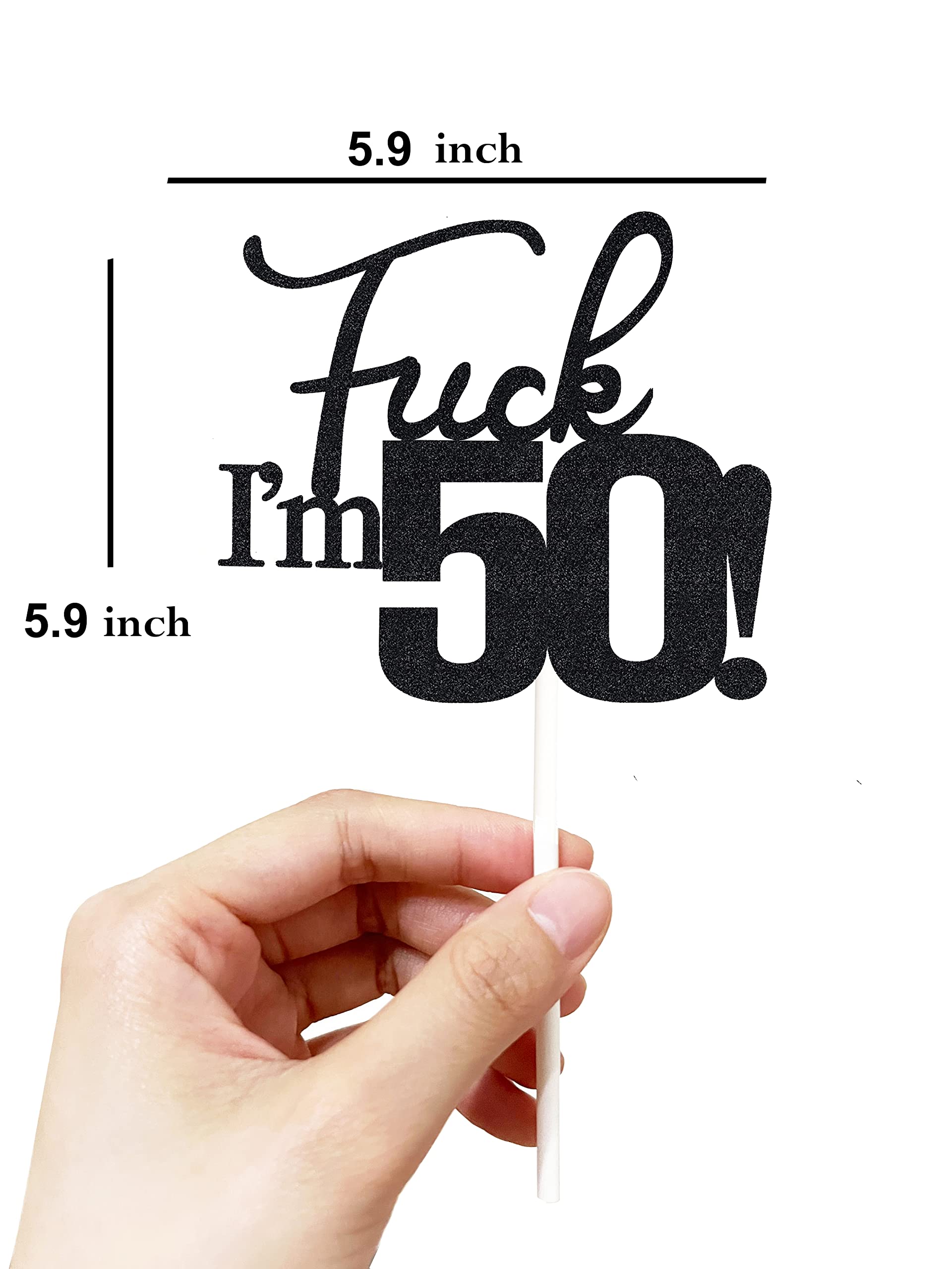 Black Glitter 50th Birthday Cake Topper - Elegant Fifty Cake Decorations for Women & Men - Perfect for Anniversary, Retirement Party & Milestone Celebrations