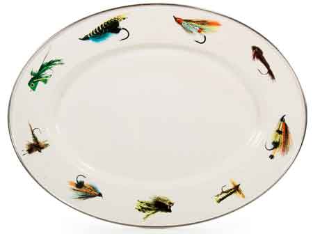 Premium Oval Platter for Fly Fishing - Perfect for Serving Appetizers, Cheese & Charcuterie at Outdoor Parties & Picnics