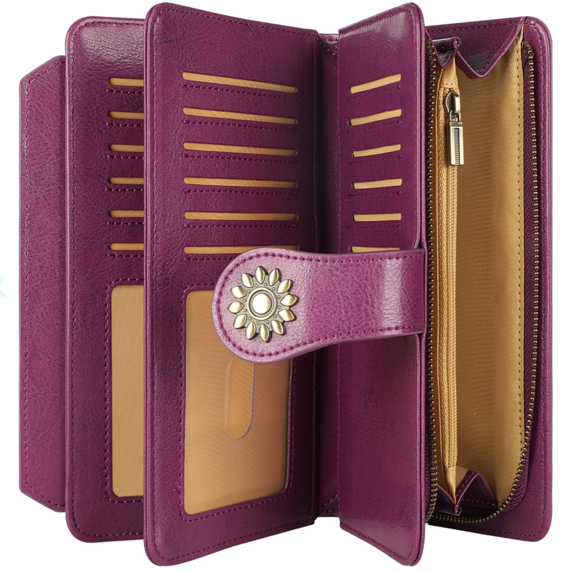 Lavemi Women's Genuine Leather RFID Blocking Wallet - Large Capacity Clutch Purse with Wrist Strap & Card Holder | Perfect for Travel, Shopping & Everyday Use