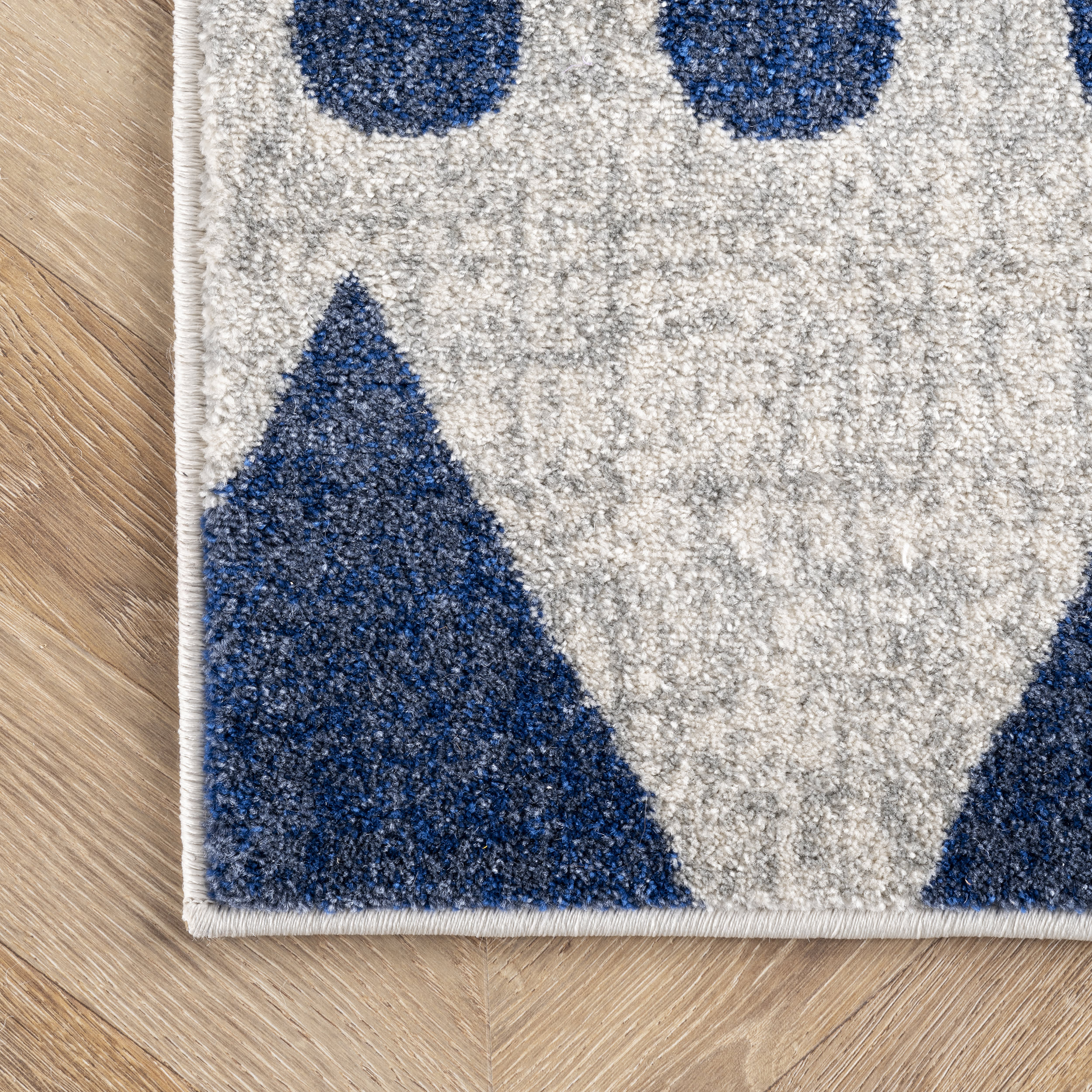 Modern Geometric Banded Area Rug - Blue & White Striped Non-Slip Living Room Rug - Perfect for Bedroom, Nursery, or Office Decor