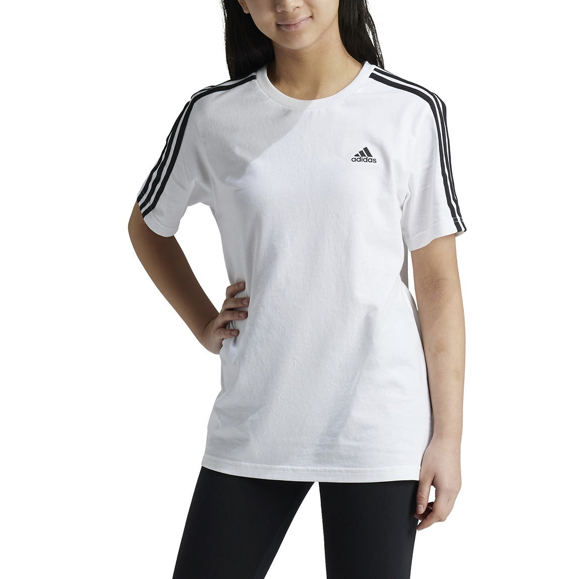 Adidas Essentials 3-Stripes Cotton Loose Fit Boyfriend T-Shirt for Women | Casual Streetwear & Everyday Comfort | Perfect for Gym, Lounge & Outfits