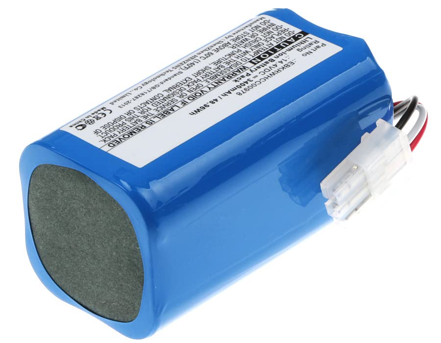 Synergy Digital Vacuum Cleaner Battery - 14.4V 3400mAh Li-ion Replacement for iCLEBO Smart YCR-M05-10 & Yujin Robot EBKRBKDL001039 - Ultra High Capacity for Long-Lasting Cleaning Performance - Perfect for Home, Office, and Pet Hair Cleaning