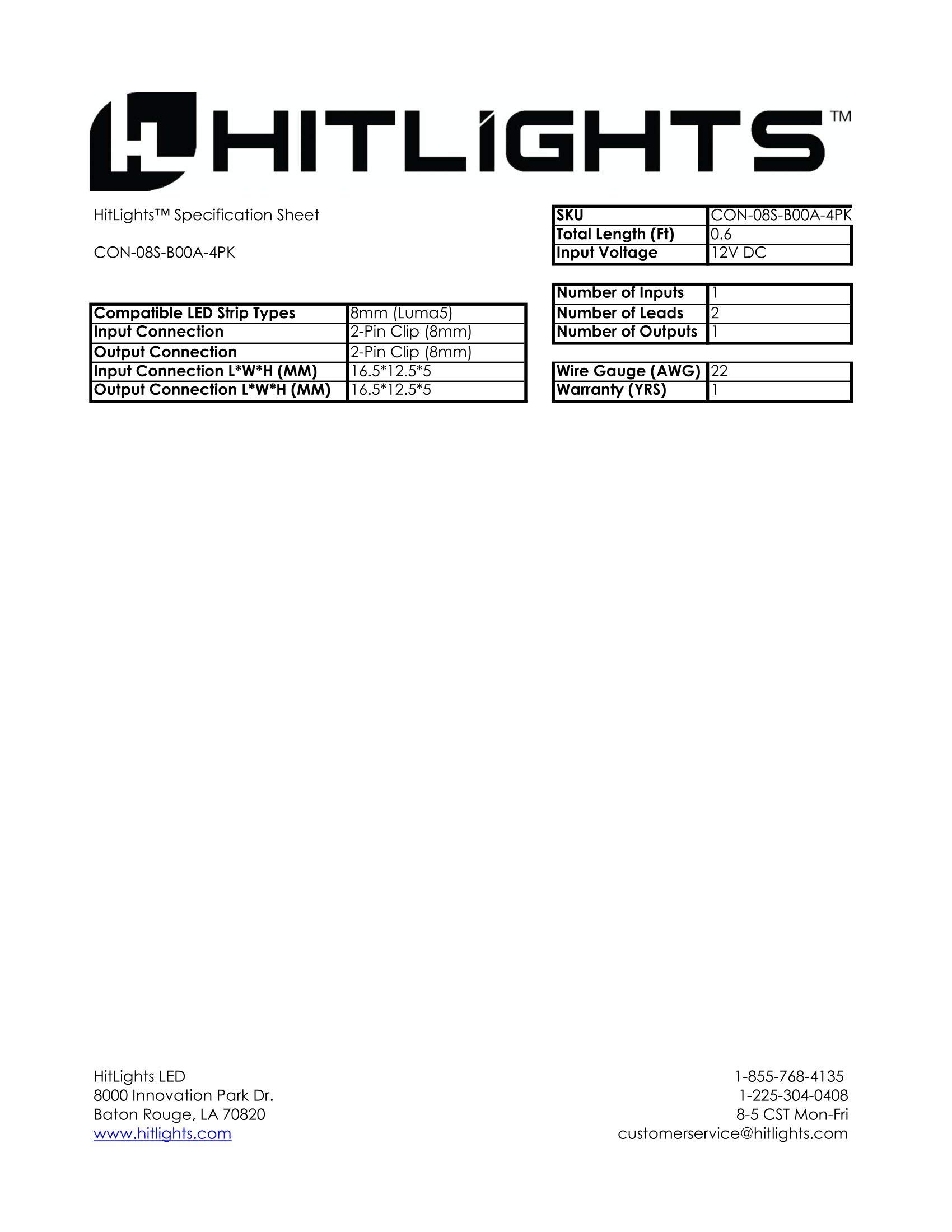 HitLights 8mm Monochrome 2835 LED Strip Connector with Warm White LED Light Strip - UL Certified for Home Decoration, Under Cabinet Lighting & DIY Projects