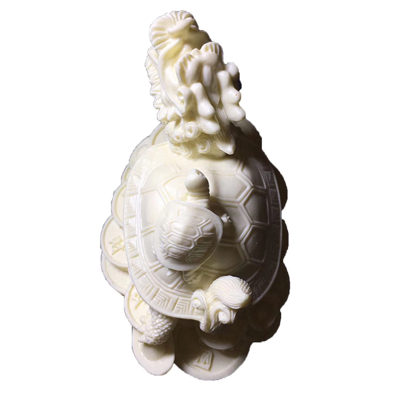 Feng Shui Dragon Turtle Statue on Money Base - Wealth & Prosperity Home Office Decor for Good Luck & Success