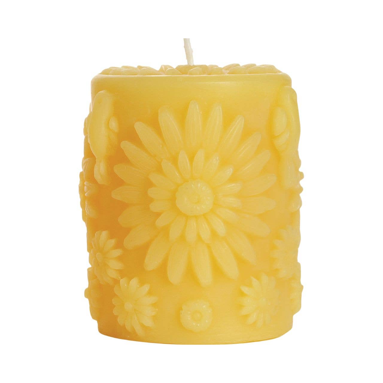 Natural Beeswax Floral Pillar Candle - Handmade Scented Candles for Home Decor, Wedding Centerpieces & Romantic Ambiance