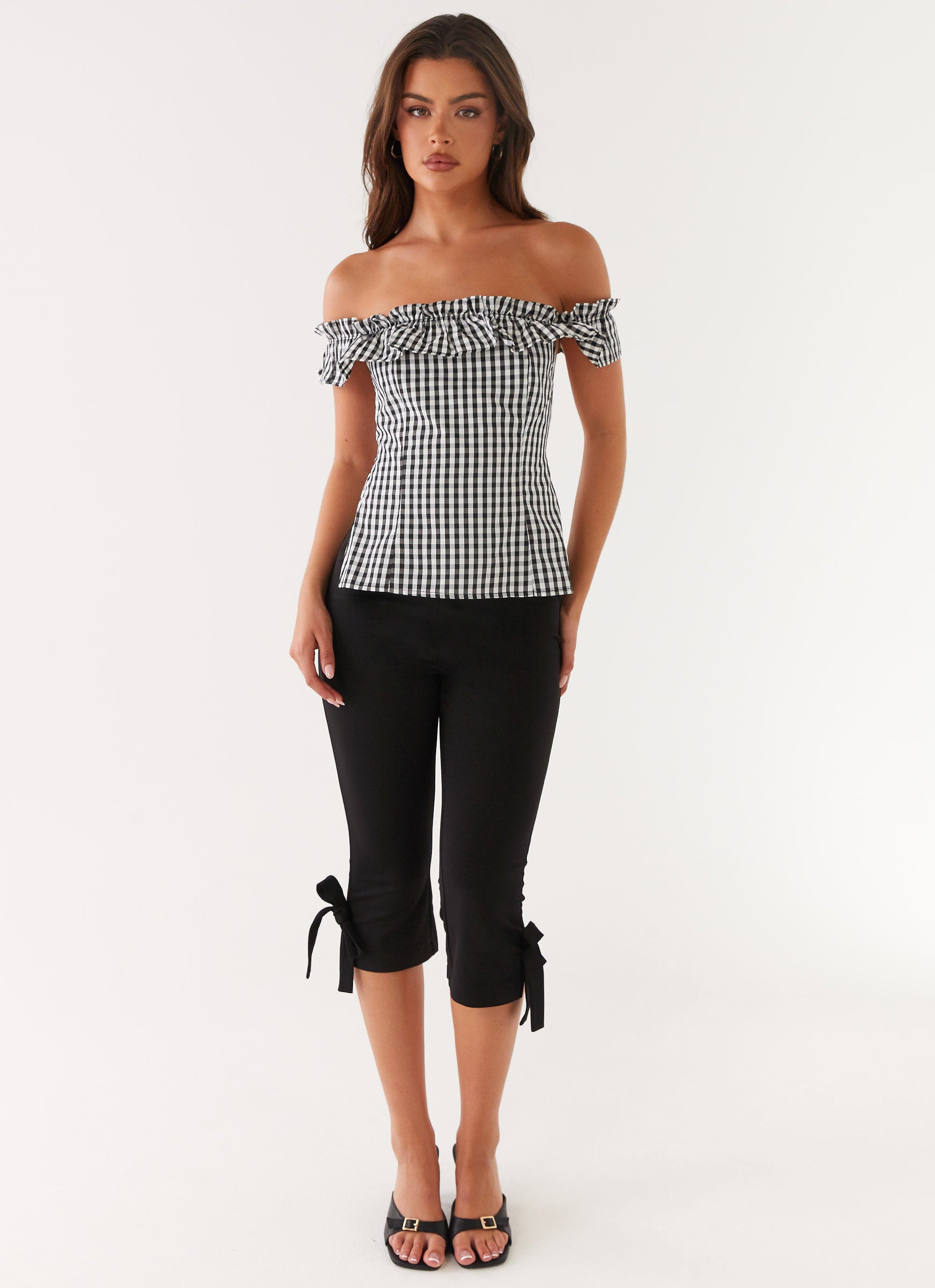 Gwyneth Top - Black Gingham Print Women's Blouse | Stylish Casual & Office Wear