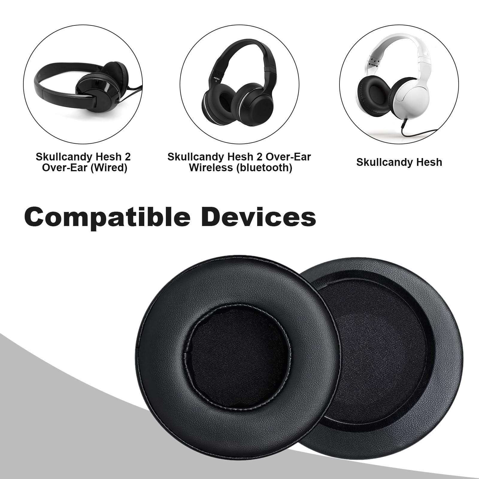 Premium Extra Thick Replacement Earpads for Skullcandy Hesh & Hesh 2 Wireless Headphones - Noise Isolating Memory Foam Cushions | Perfect for Gaming, Travel & Work Comfort