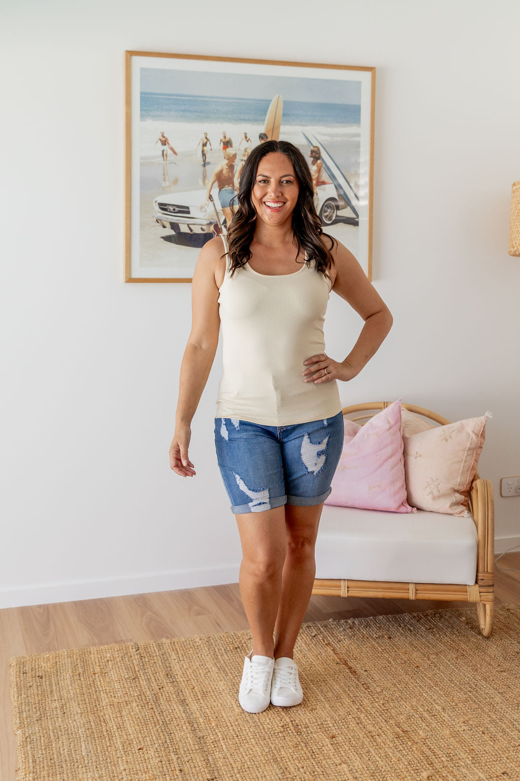 Premium Billi Tank Top in Ecru - Soft & Breathable Women's Casual Shirt for Summer Outfits & Layering