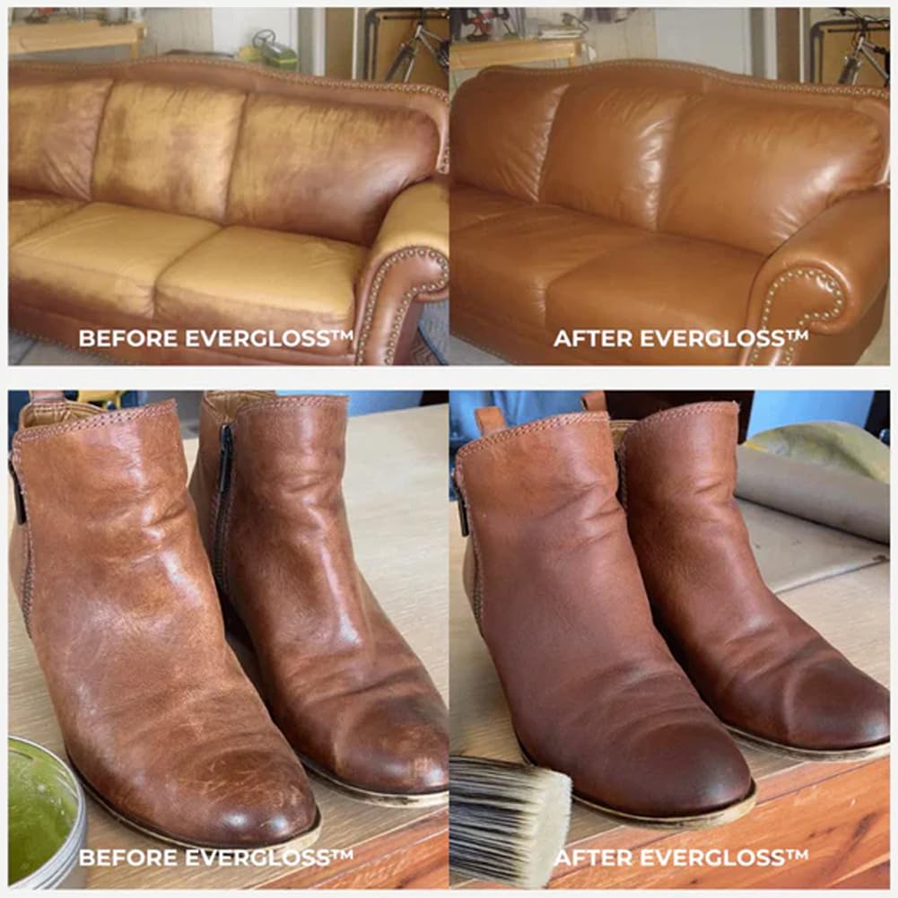 EverGloss Leather & Furniture Repair Kit with Applicator Brush - Restore Scratches on Couches, Chairs, Bags & More - Professional Leather Conditioner & Scratch Remover for Furniture, Car Seats, Jackets (1 Set) - Perfect for Home, Office & Auto Care