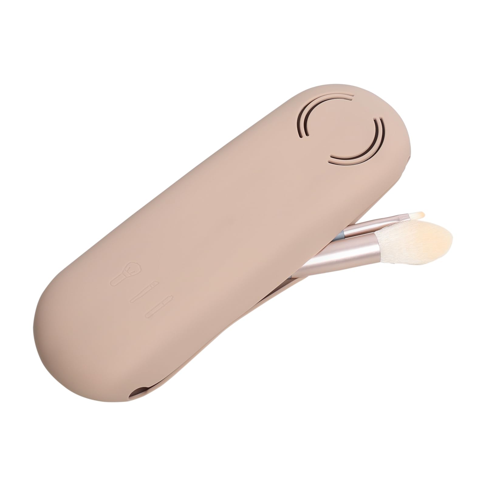 Soft Silicone Makeup Brush Holder with Double-Sided Vent - Travel-Friendly & Stylish Organizer for Women (Khaki) | Perfect for Home, Travel & Salon Use