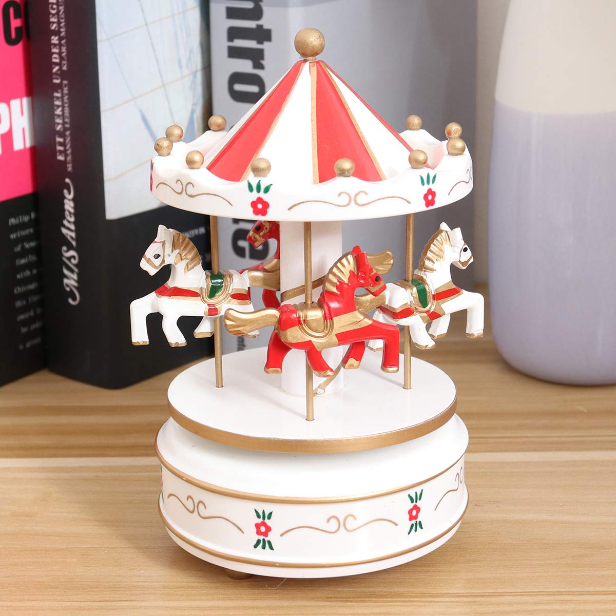 SEWACC Miniature Carousel Ornament - Handcrafted Box Carousel Decor for Christmas Tree, Home, and Party Decorations | Perfect for Holiday Gifts, DIY Crafts, and Collectibles