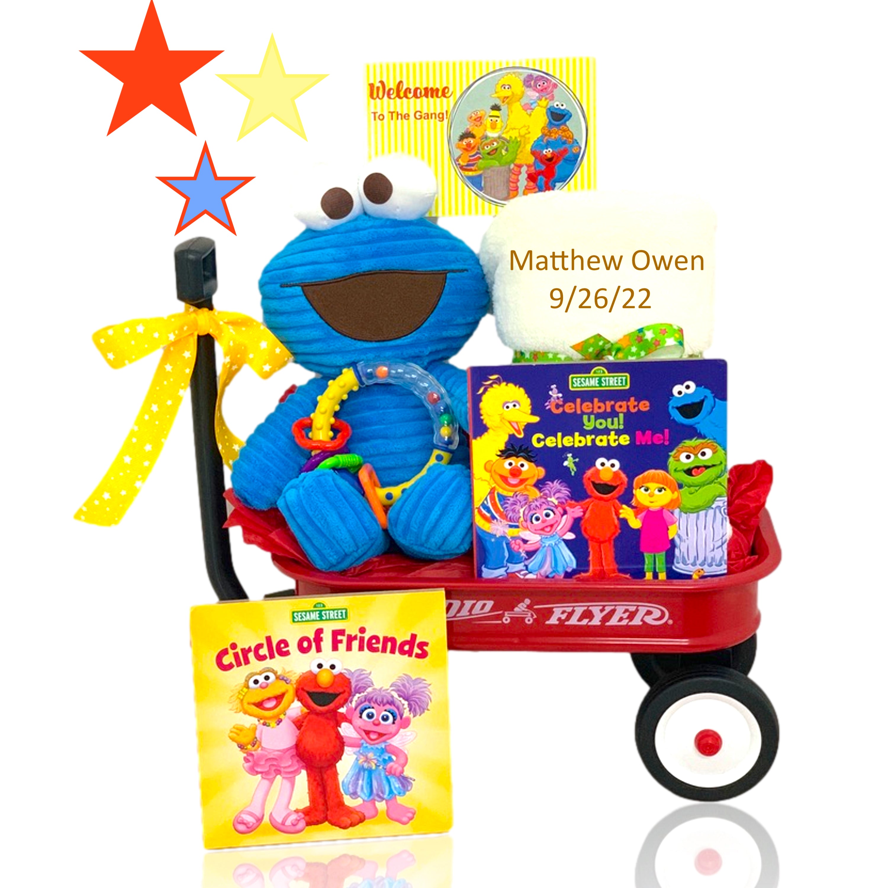 Cookie Monster Welcome Wagon Plush Toy - Blue Sesame Street Character Gift for Kids & Collectors - Perfect for Birthday Parties & Nursery Decor
