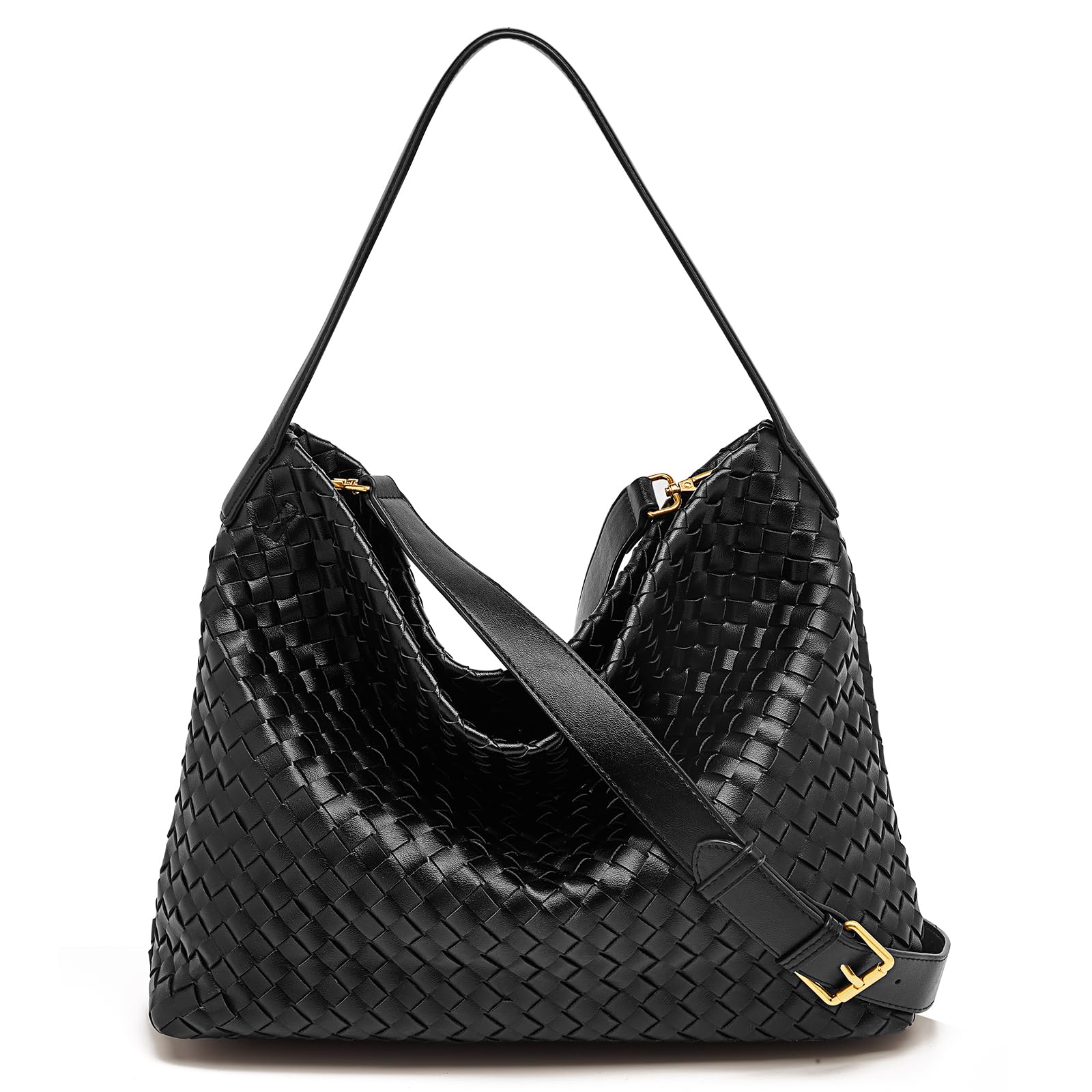 FOXLOVER Vegan Faux Leather Woven Bucket Bag for Women - Stylish Crossbody Shoulder Purse - Perfect for Work, Travel & Everyday Use
