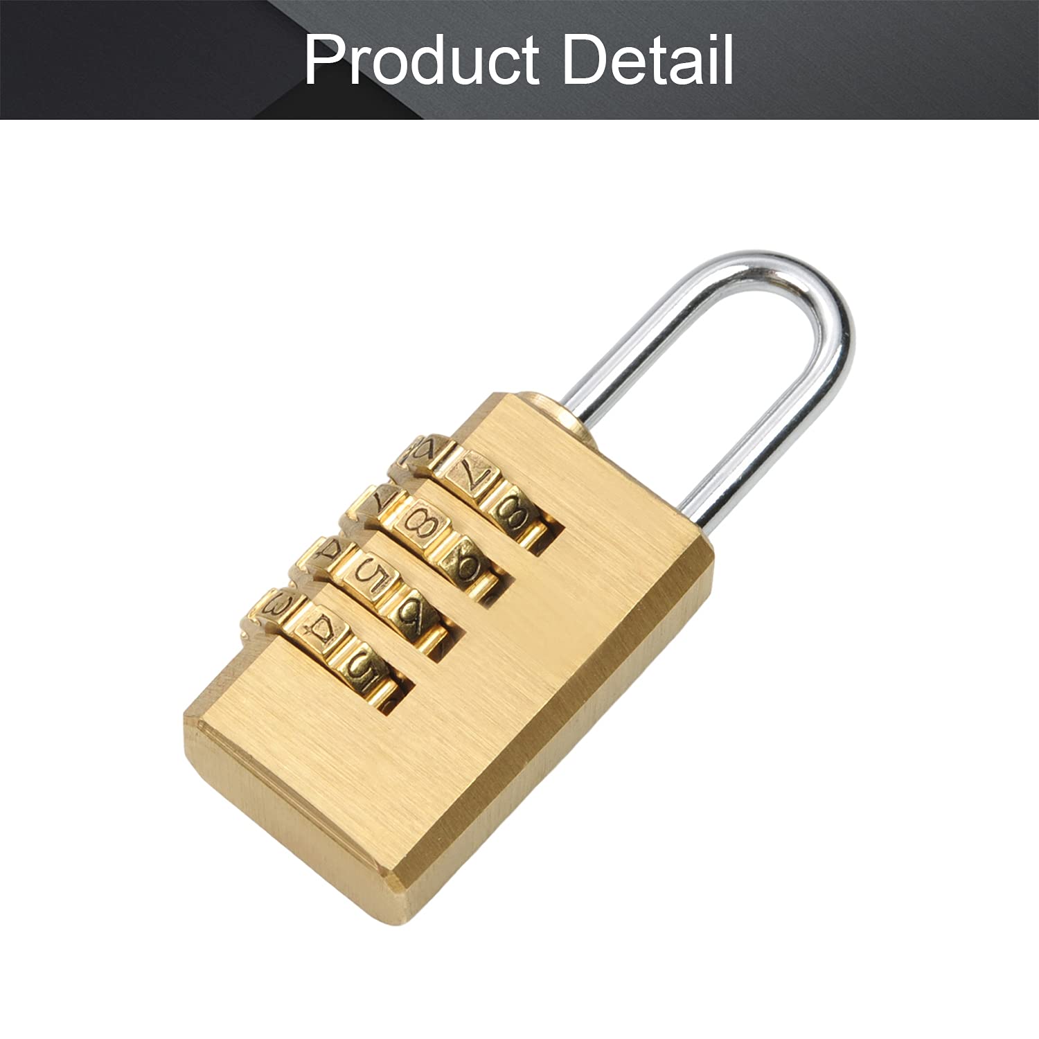MroMax 1Pc Brass 4-Digit Combination Padlock - Secure Toolbox, Locker, Luggage & Backpack | Durable Lock for School, Gym, Travel & Storage | Weather-Resistant Outdoor Use