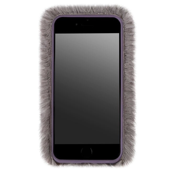 Soft Gray Faux Fur iPhone Case - Luxury Protective Cover for iPhone 13/14/15 Pro Max - Perfect for Winter Fashion, Gift Giving & Everyday Use