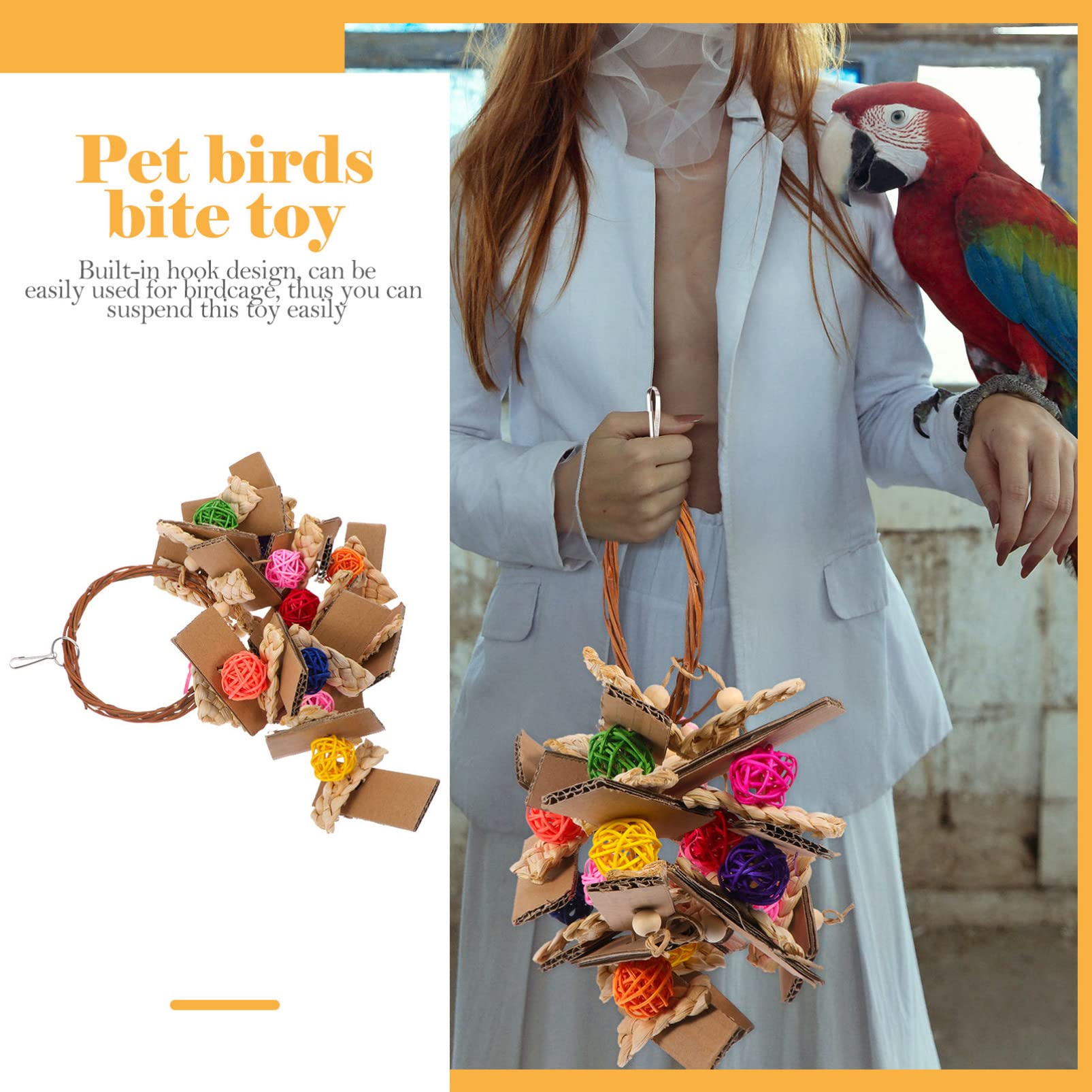 Durable Wooden Parrot Chewing Toy for Pet Birds - Natural Grinding & Biting Toy for Parakeets, Cockatiels, Macaws - Cage Accessories for Stress Relief & Beak Care | Perfect for Playtime & Mental Stimulation