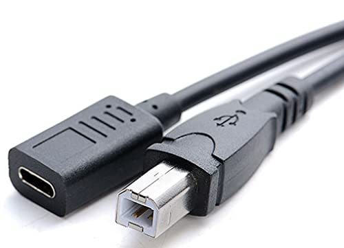 USB C to USB B Printer Cable - 1ft Type-C to USB B Male Data & Charging Adapter for Scanners, Printers, Mobile Hard Drives - Perfect for Office, Home & Studio Use
