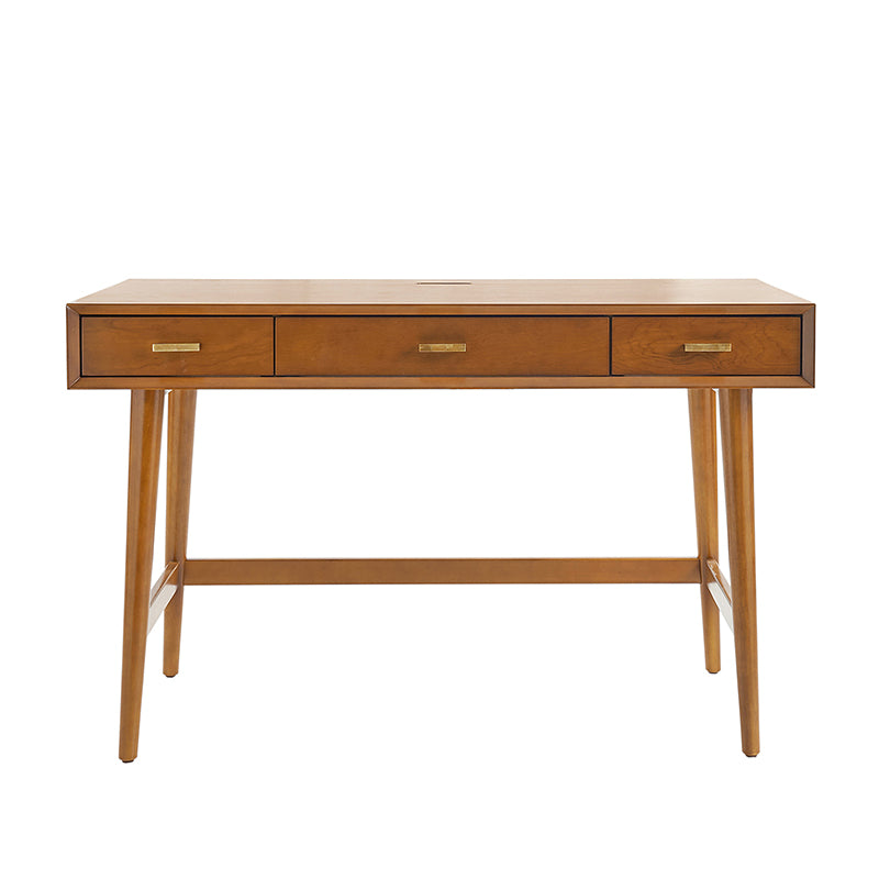 Trevor Mid Century Modern Computer Office Desk with USB Ports - Stylish Home Office Desk for Work & Study, Perfect for Small Spaces & Modern Interiors