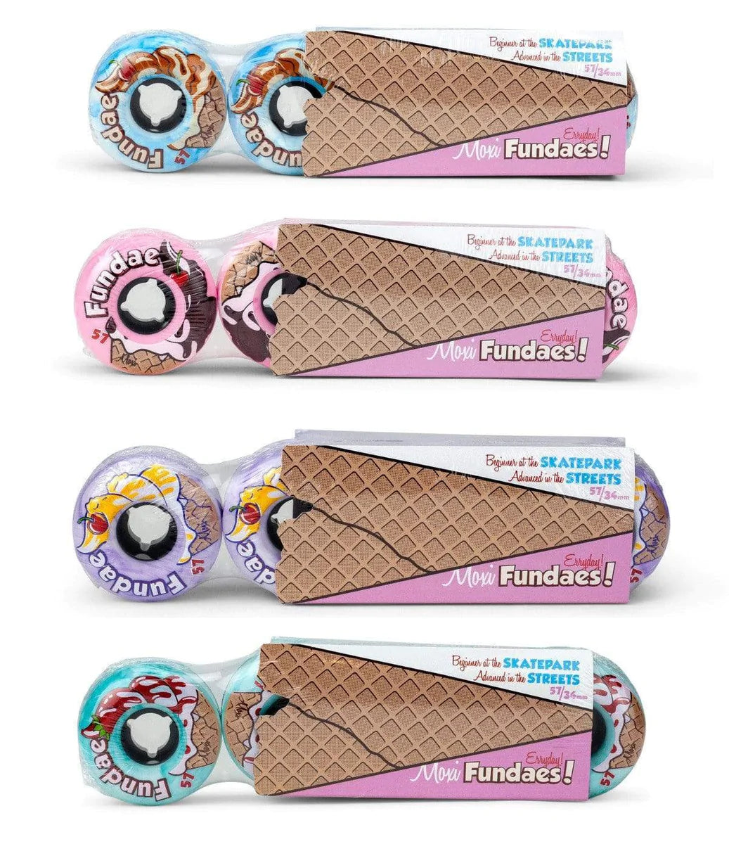 Moxi Roller Skates with Fundae 57mm Wheels (4-Pack) - Perfect for Outdoor Skating, Rink Roller Derby & Recreational Fun