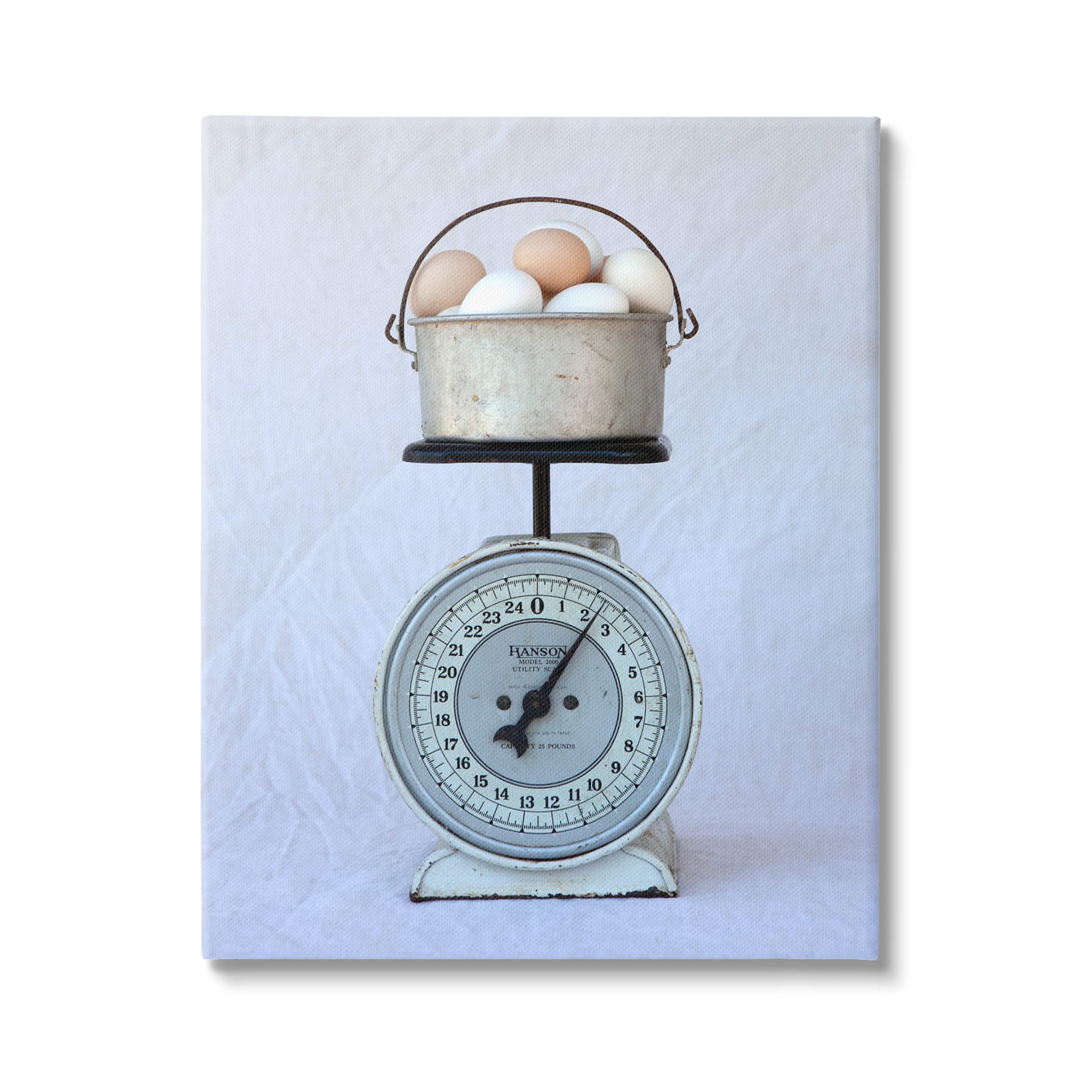 Stupell Industries Rustic Farmhouse Vintage Scale Buck Full of Eggs Wall Art - Tania Soderman Design - Perfect for Kitchen Decor, Country Home, Farmhouse Style & Easter Decoration