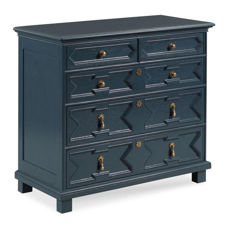 17th Century Style Navy Blue Wooden Chest - Antique Storage Trunk for Home Decor, Bedroom, Living Room & Vintage Themed Spaces