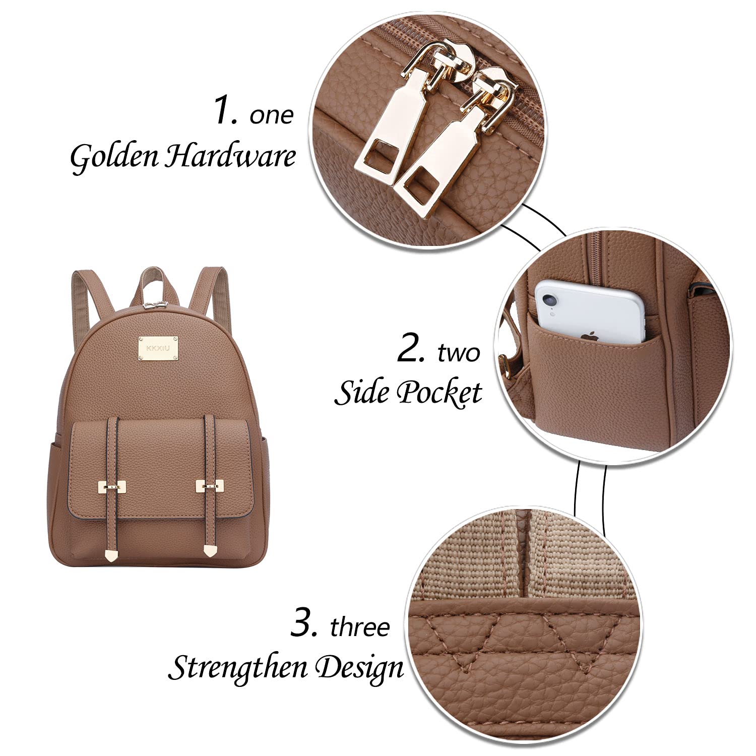 KKXIU Women's Convertible Leather Mini Backpack - Small Crossbody Shoulder Bag Purse for Ladies | Perfect for Travel, Work & Everyday Use