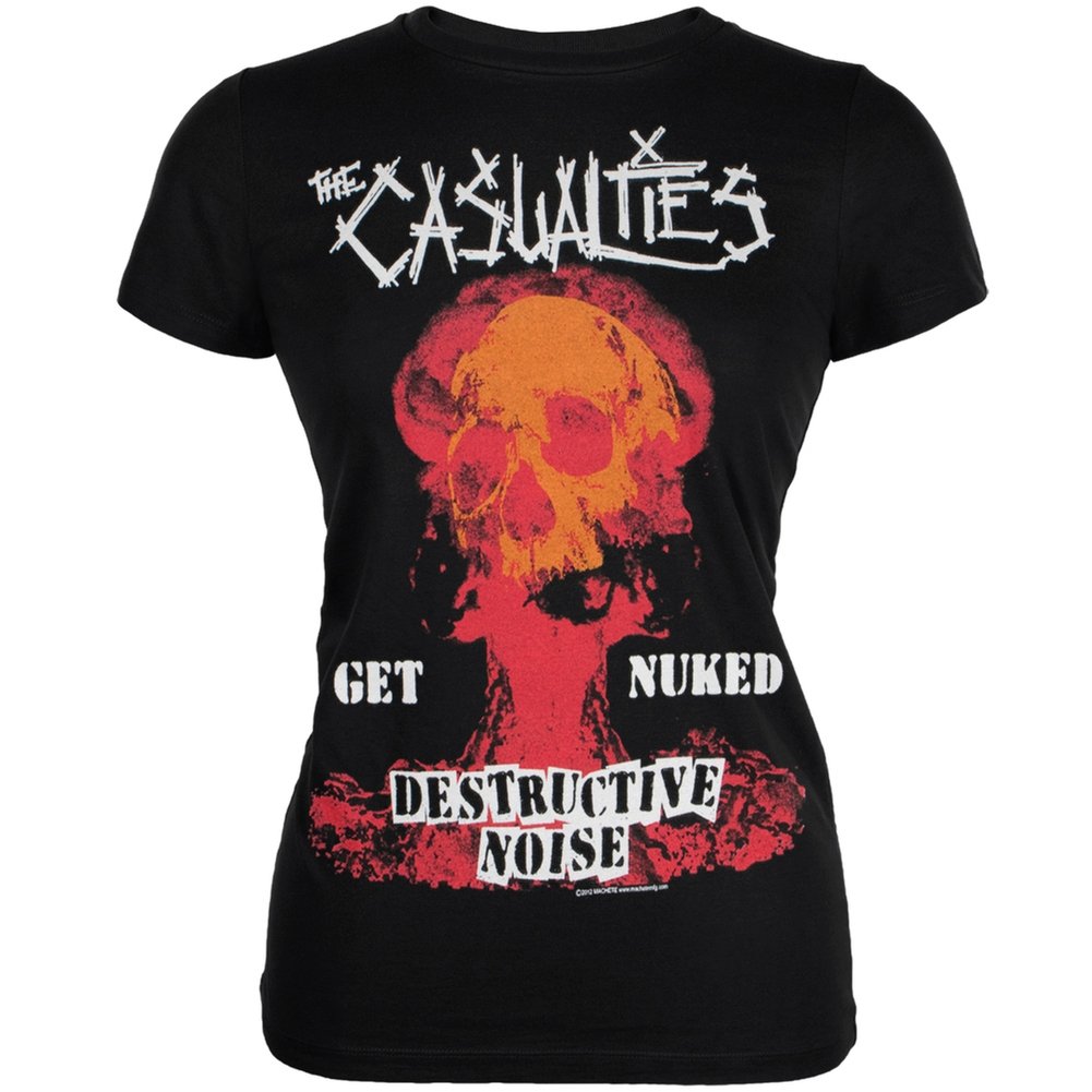 Old Glory Casualties - Black Large Destructive Noise Juniors T-Shirt | Punk Rock Band Merch | Concerts & Streetwear Fashion