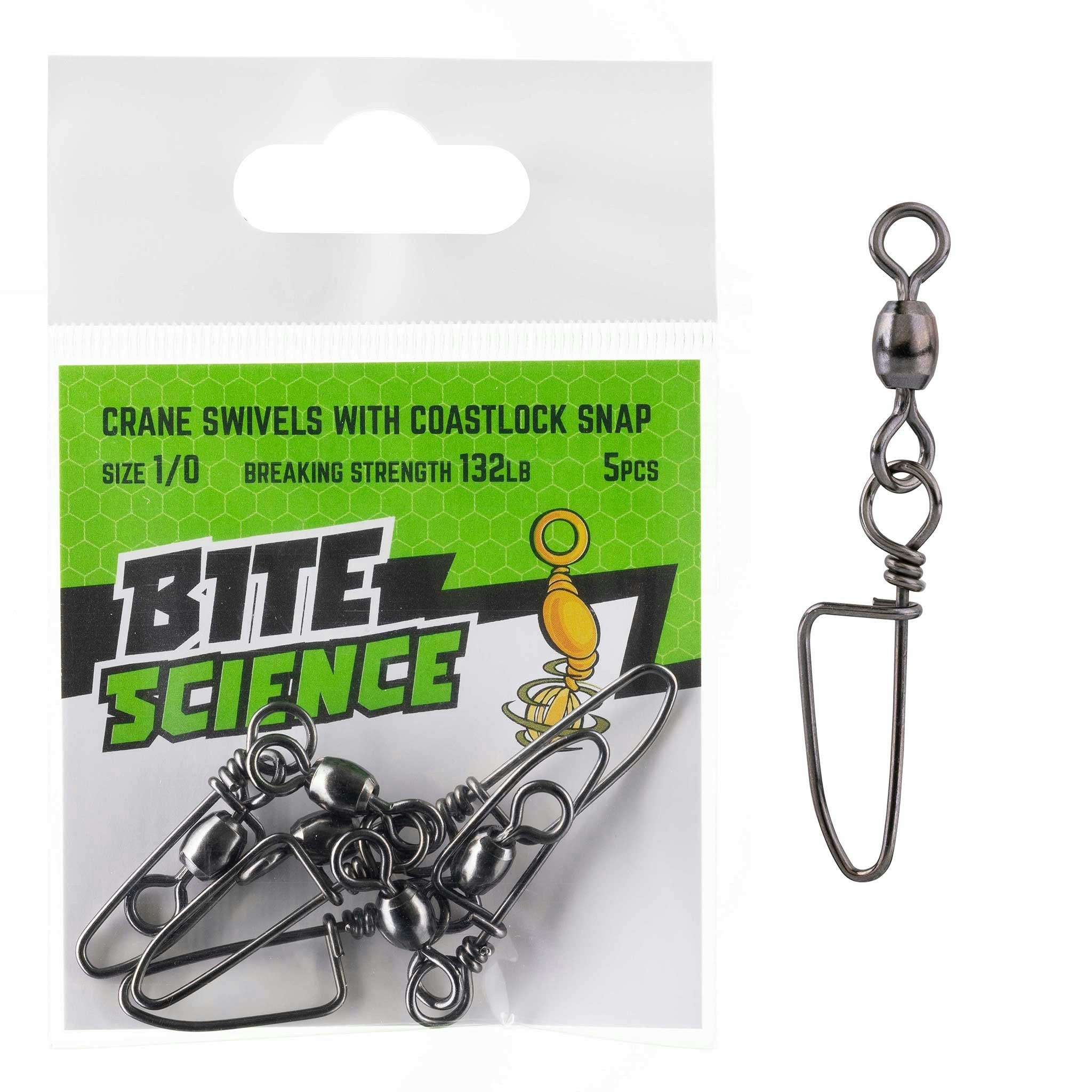 Bite Science Swivels Crane with Coastlock Snap - High-Quality Fishing Gear for Saltwater & Freshwater Angling - Perfect for Deep Sea, Surf, and Boat Fishing Adventures