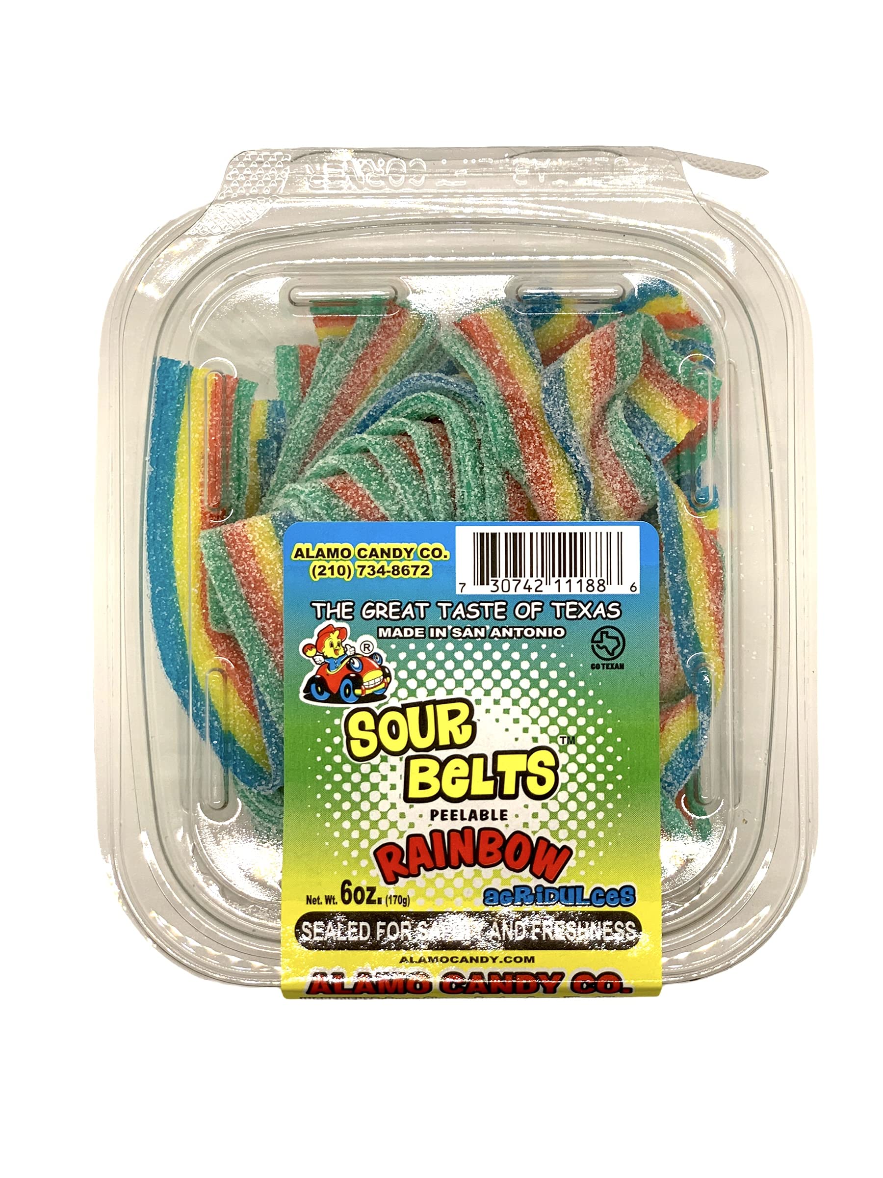 Alamo Candy Sour Belts - 1 Count Peelable Rainbow Belts | Tangy & Chewy Candy for Parties, Movie Nights & Snack Time