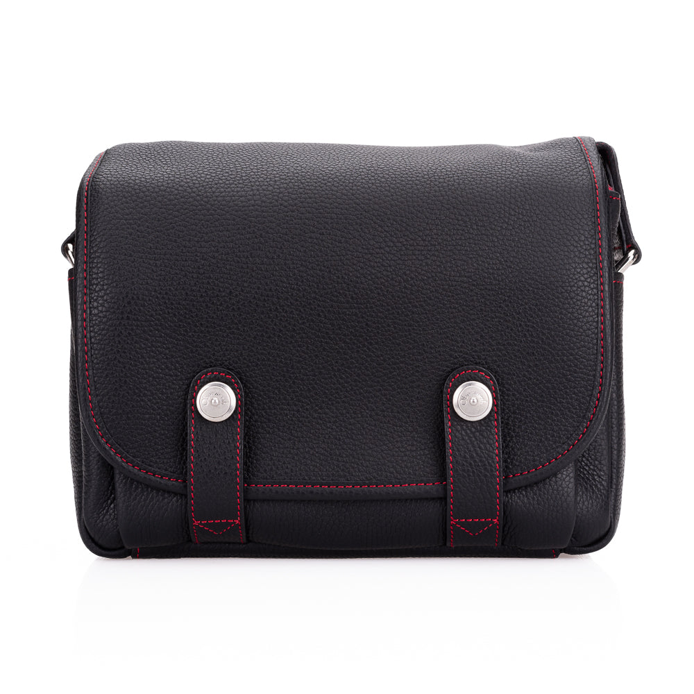 Premium Oberwerth M Camera Bag for Photographers - Edward Model in Black with Red Stitching - Perfect for DSLR, Mirrorless Cameras & Travel Photography Accessories