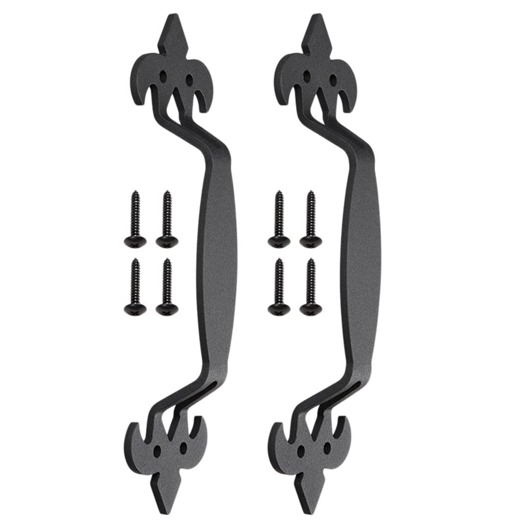 Vintage Heavy Duty 11 Inch Sliding Barn Door Handle Set - 2 Pcs Black Pull Handles for Gates, Kitchen Cabinets, Closets & Drawers - Includes Screws - Perfect for Rustic Home Decor & DIY Furniture Projects