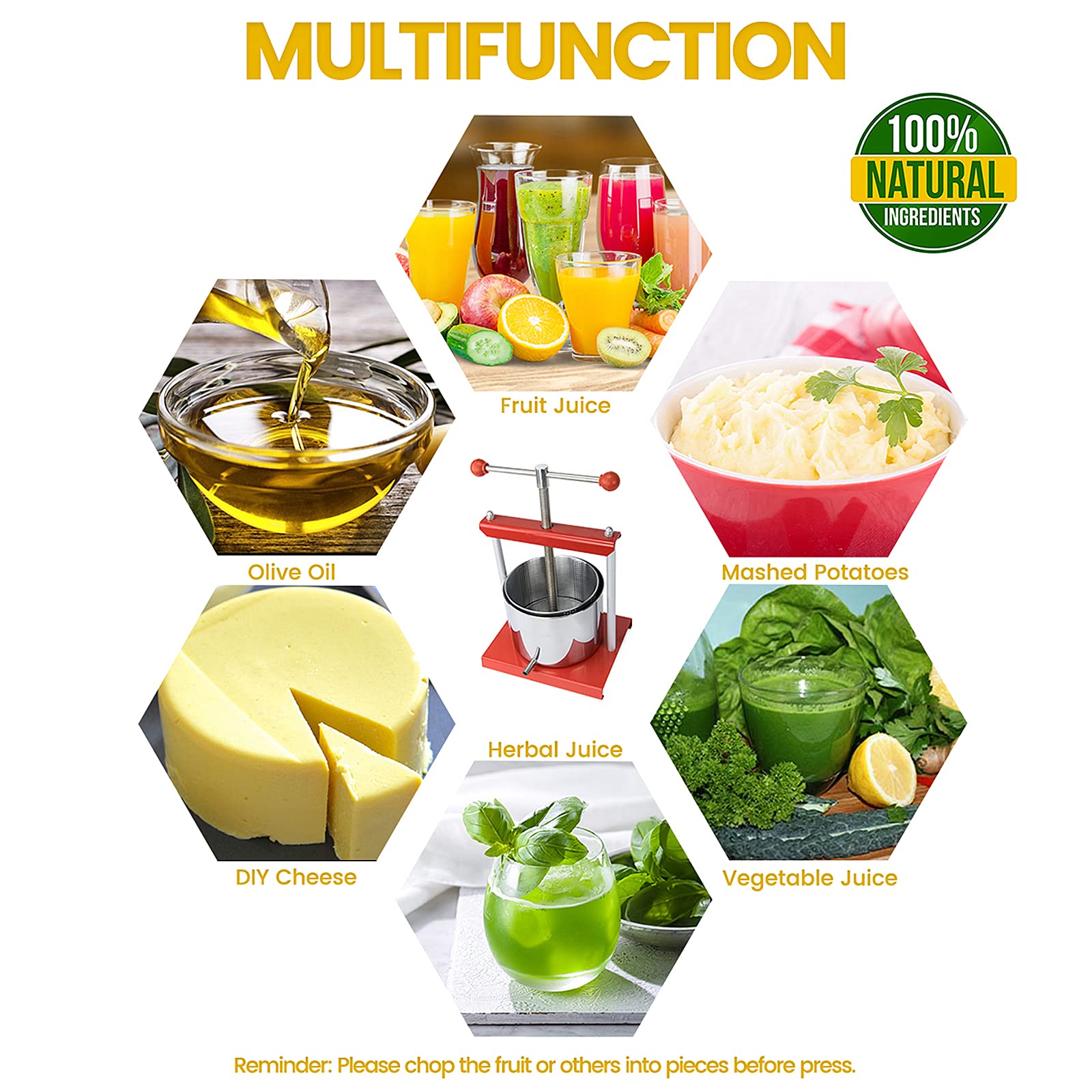 SQUEEZE Master 0.53 Gallon (2 Liter) Manual Cheese, Tincture, Herb & Fruit Wine Press with 2 Filter Bags - Perfect for Home Brewing, Juice Extraction & DIY Projects