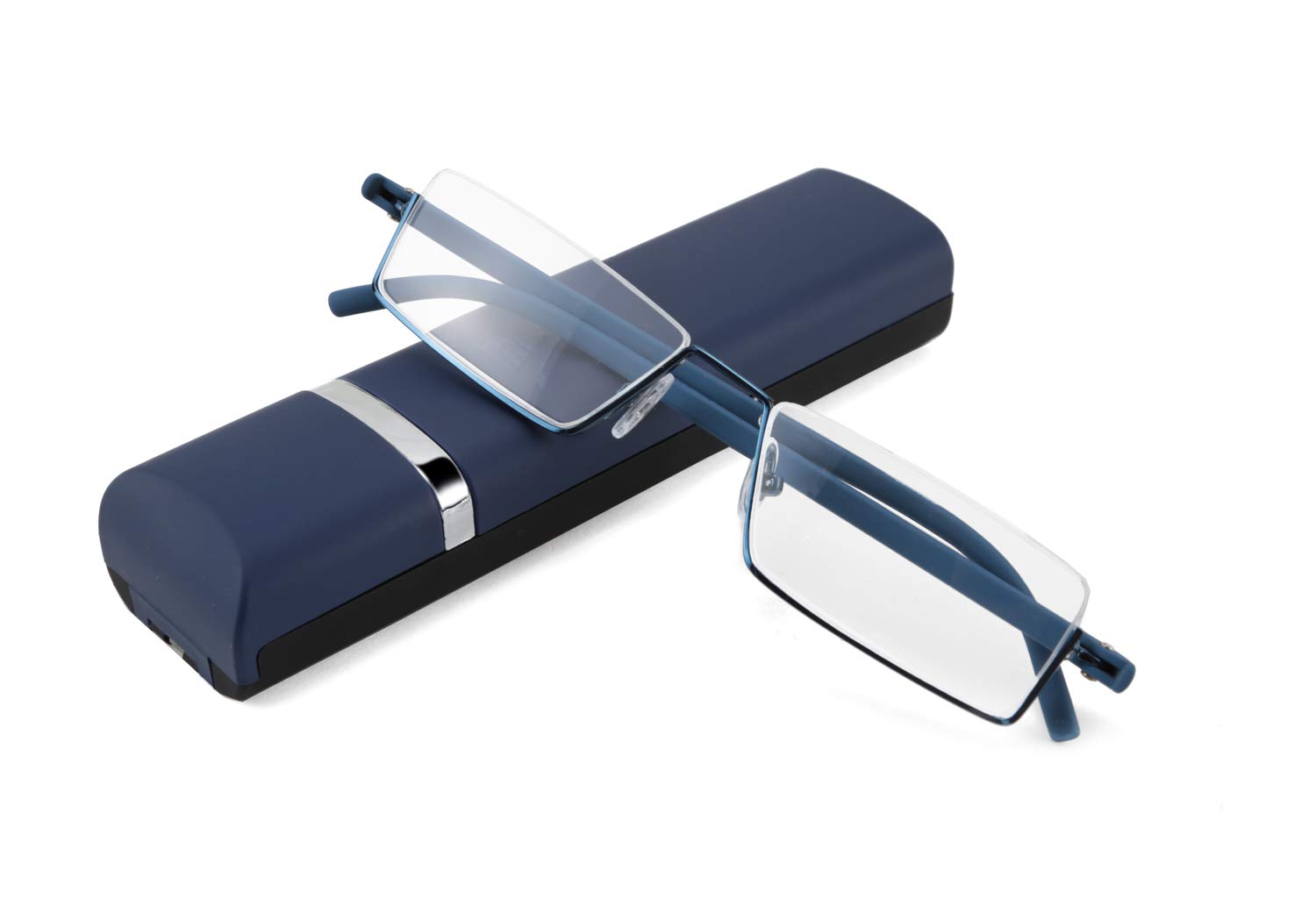 Blue Light Blocking Reading Glasses for Women & Men - Half Frame TR90 Lightweight Readers with Case - Perfect for Computer Work, Reading & Screen Time