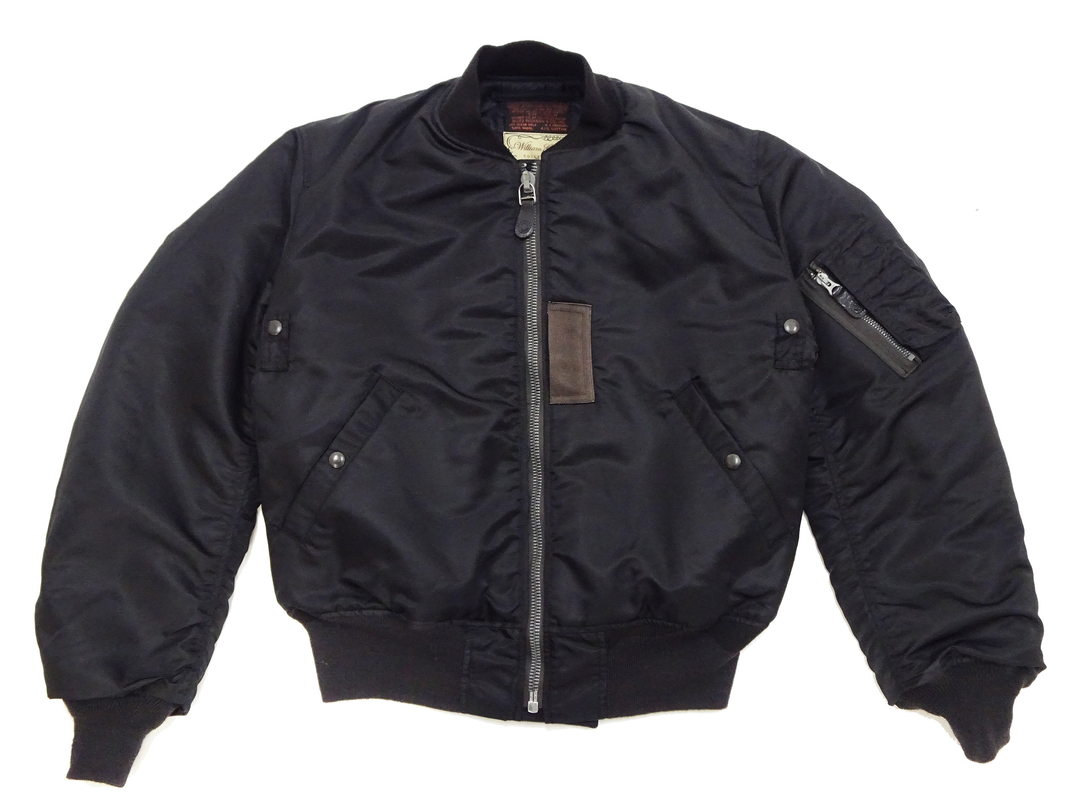 Buzz Rickson Black MA-1 Flight Jacket for Men - William Gibson Collection Albert Turner MA1 Bomber Jacket BR15414 (No Stencil) - Stylish Aviator Jacket for Urban Fashion & Motorcycle Riding