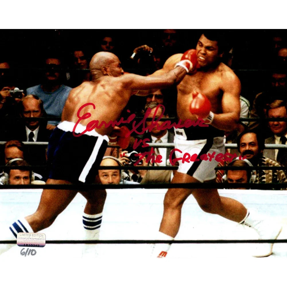 Authentic Earnie Shavers vs. Muhammad Ali Signed 8x10 Photo - Inscribed 'Greatest' #D/10 with COA by Inscriptagraphs - Perfect for Boxing Memorabilia Collections & Sports Man Cave Decor