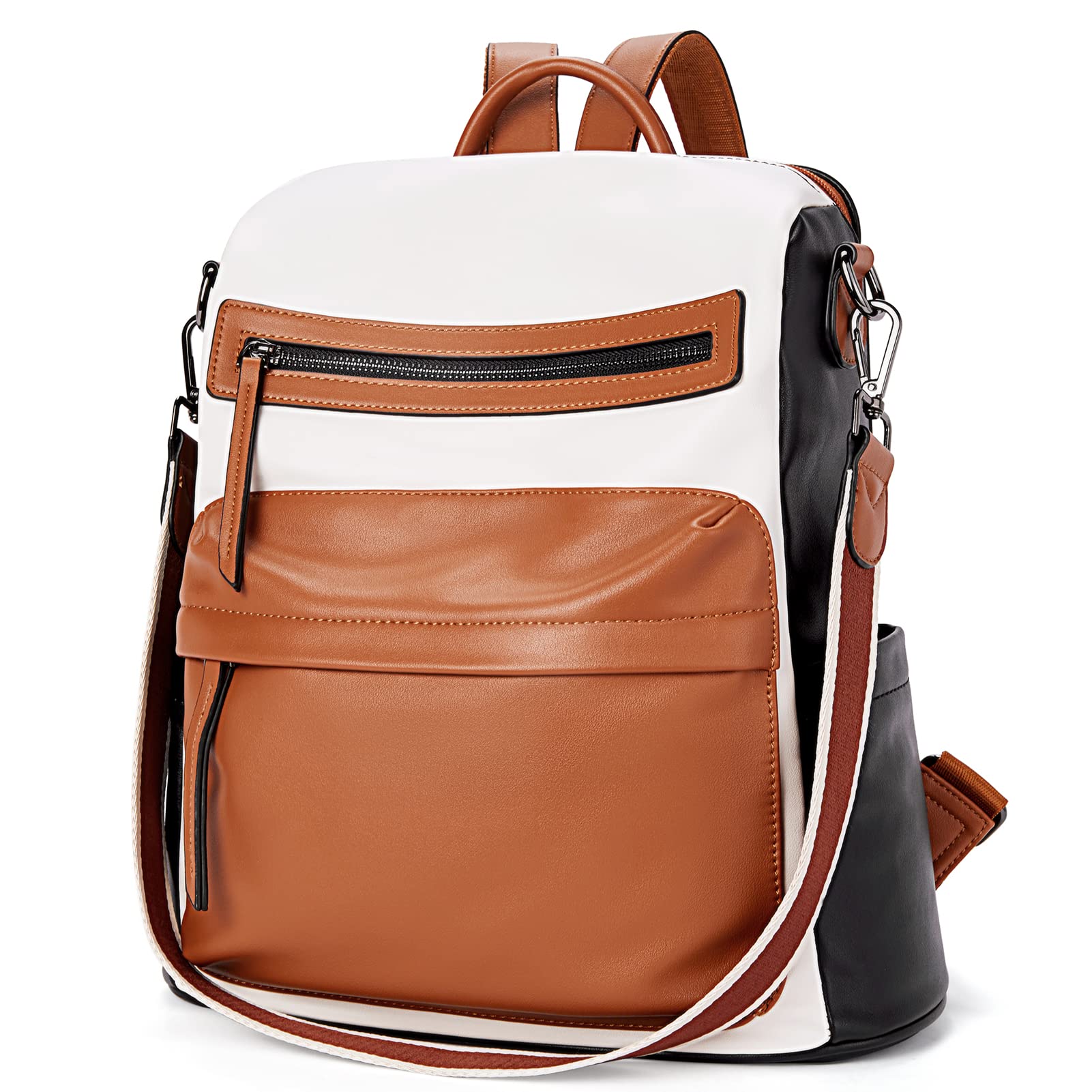 Stylish Women's Leather Backpack Purse - Large Designer Shoulder Bag for Travel, Work & Everyday Use | Fashionable & Durable BROMEN Handbag