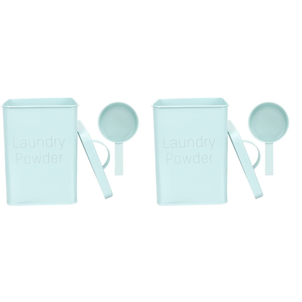 Cabilock 2-Pack Laundry Detergent Powder Storage Canister with Scoop - Metal Tin Holder & Dispenser for Laundry Pods & Detergent - Perfect for Laundry Room, Kitchen, or Bathroom Organization
